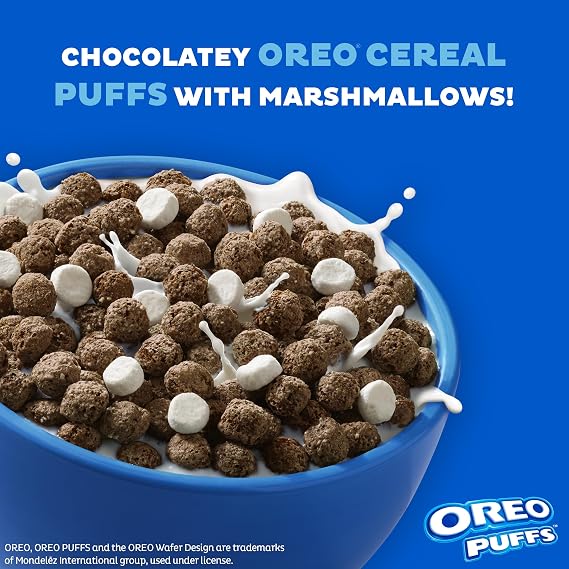 Post OREO PUFFS, Chocolate Breakfast Cereal, 1 oz cup, 12 Pack | Chocolatey Puffs With Marshmallows And Rich Cookie Flavor For A Sweet Cookies And Creme Taste, On The Go Snack