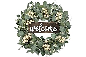 Welcome Spring with this Vibrant Green Eucalyptus Wreath Adorned with Sprigs and White Berries