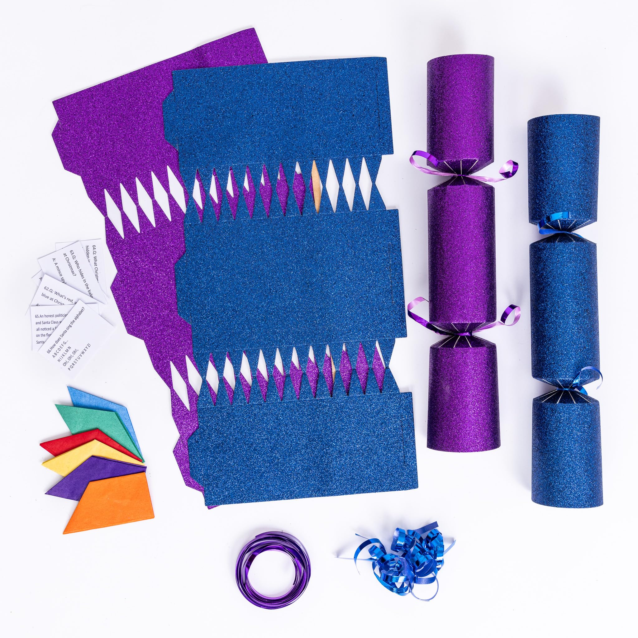 Evelay Navy, Purple 12 Make Your Own Christmas Cracker Kit Diy Navy & Purple Glitter Crackers Hats Snaps Jokes (Navy, Purple)