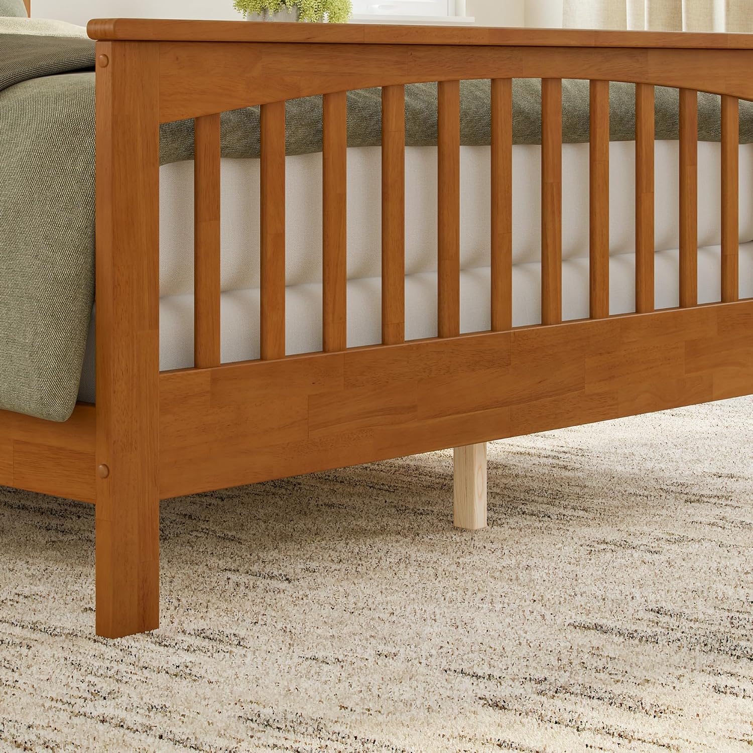 AFI, Brooklyn Queen Foundation Bed Frame with Matching Footboard, Light Toffee