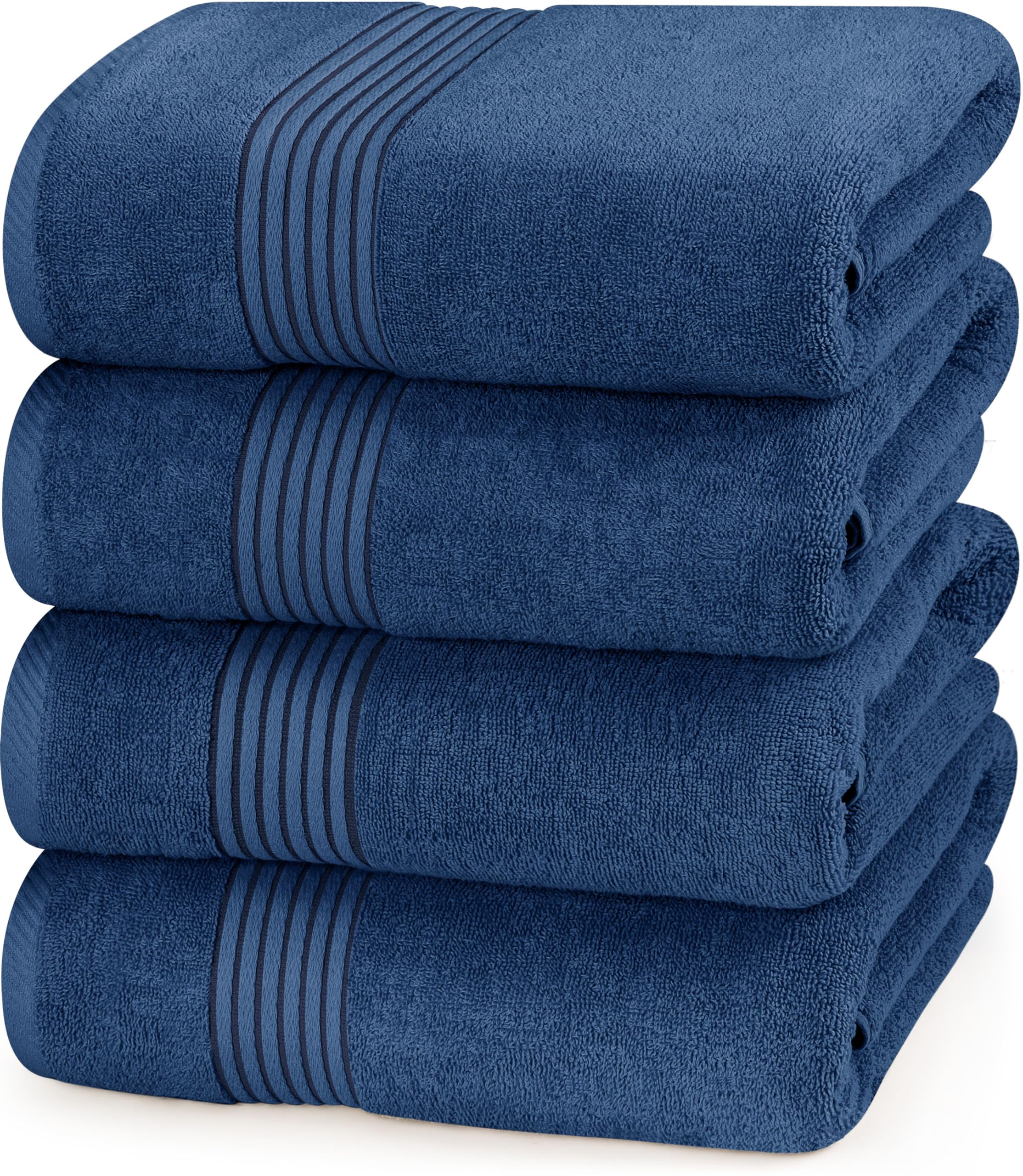 Utopia Towels 4 Pack Bath Towels Set, 27 by 54 Inches, 100% Ring Spun Cotton, Quick Dry, Highly Absorbent, Soft Feel Towels, Perfect for Daily Use, Navy