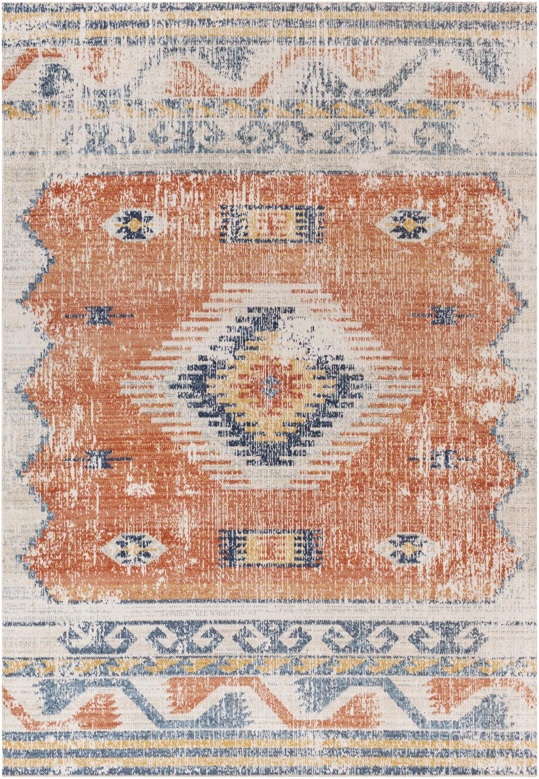 Livabliss Nawel Lusaka Tapis d’extérieur 200x275 cm – Rouille, Bleu, Bohème