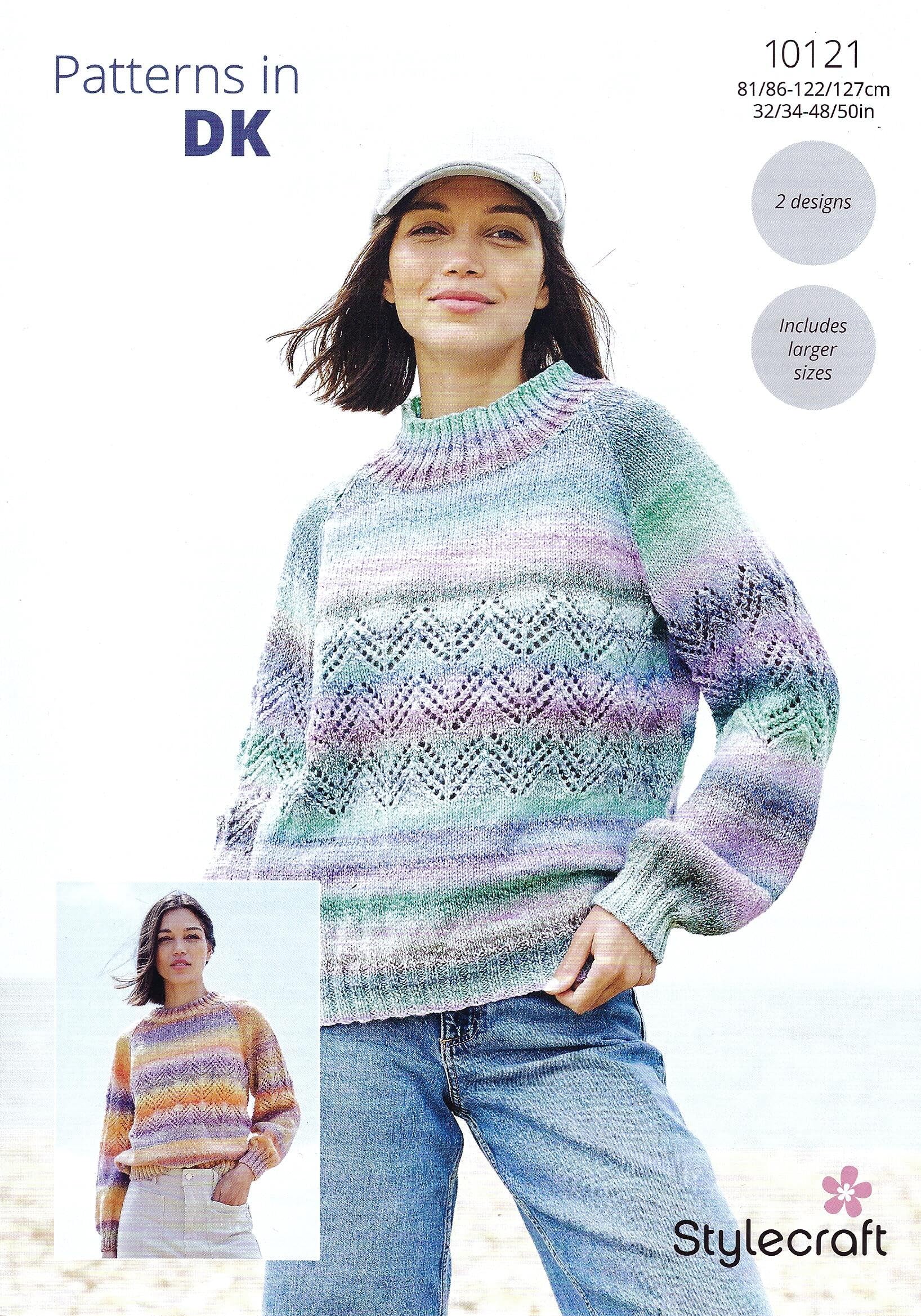 Stylecraft DK Knitting Pattern - 10121 Ladies Sweaters (2 Designs)