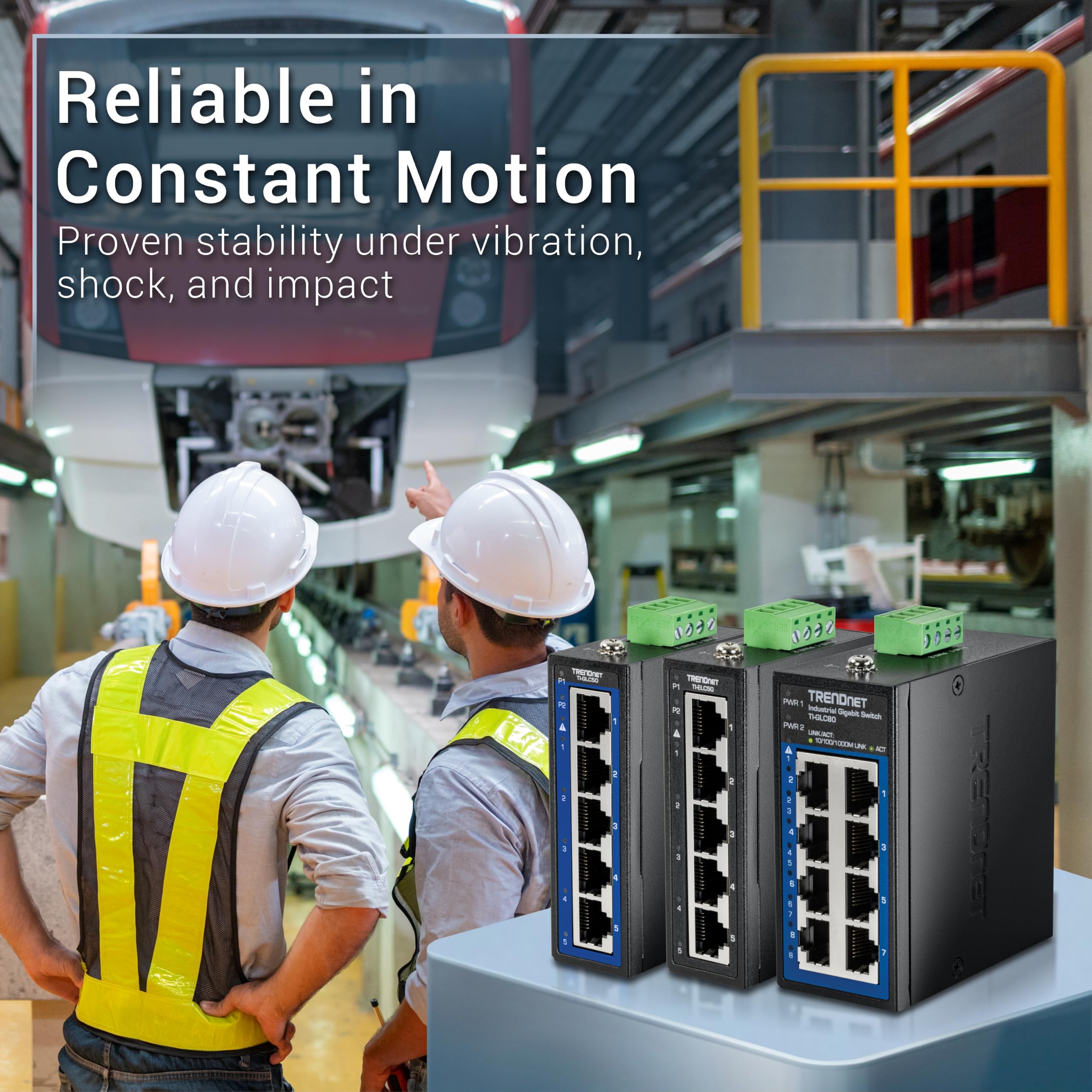 TRENDnet Mini commutateur Industriel Gigabit DIN-Rail 8 Ports, TI-GLC80, 8 Ports Gigabit, température extrême IP30, capacité de Commutation 16 Gbit/s, Noir