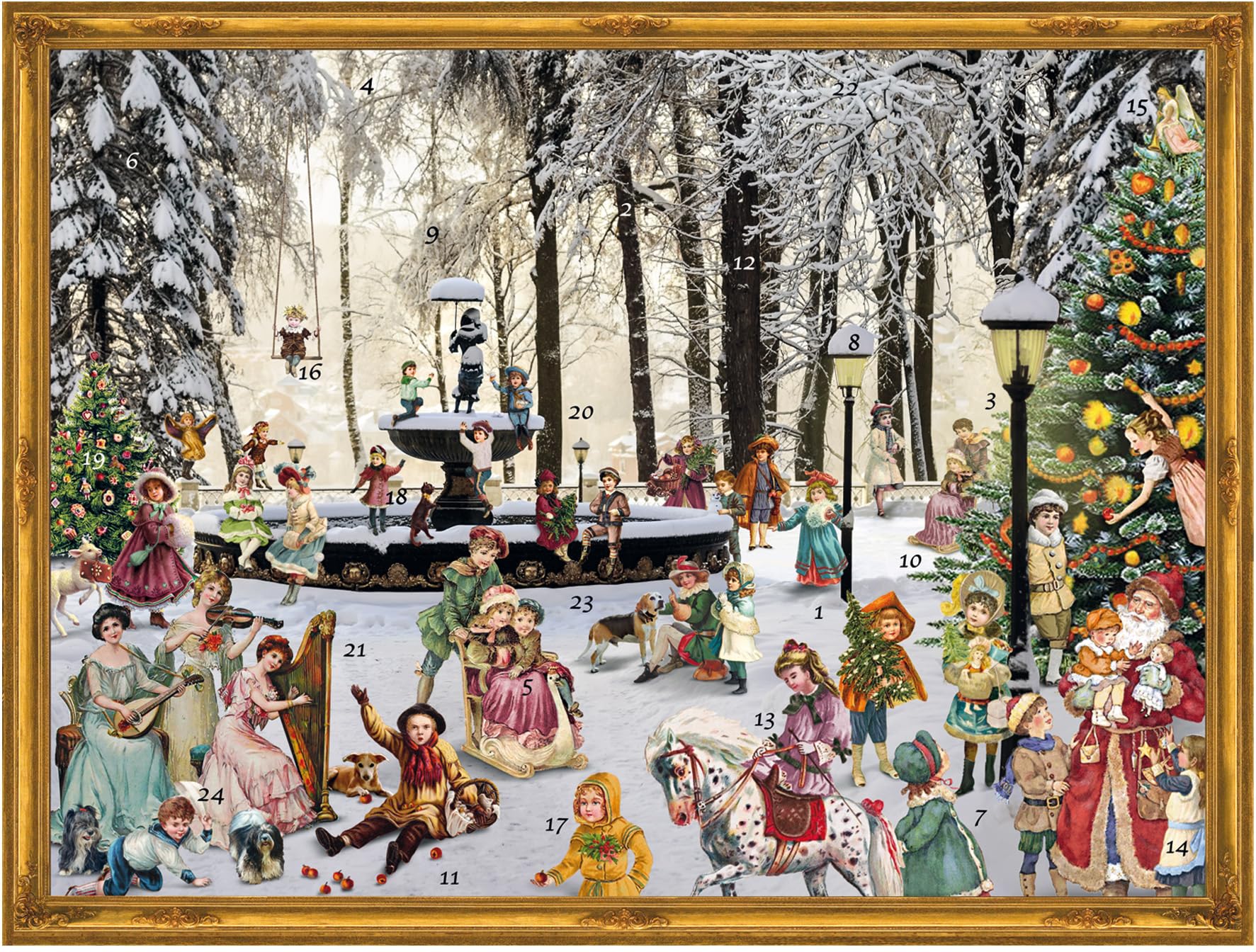 Adventskalender, viktorianisch "Am Brunnen": Papier Adventskalender