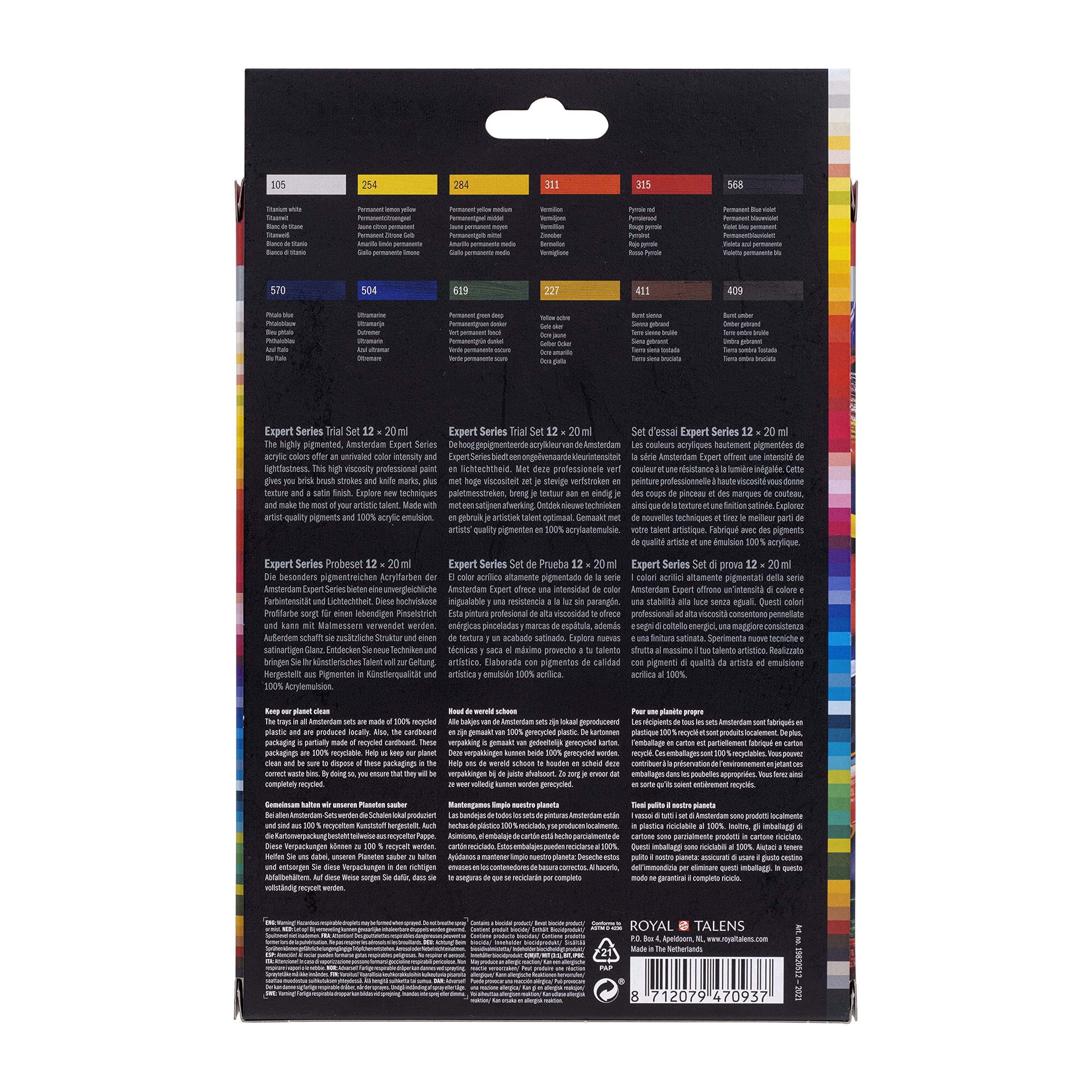 Amsterdam Expert Series - Juego de prueba de pintura acrílica | 12 x 20 ml (19820512)