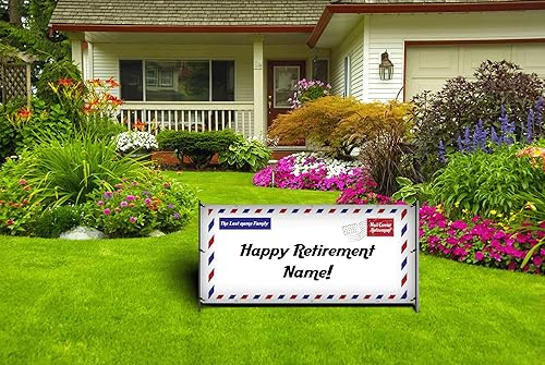 Miniatura 6 de Decoraciones de jubilación pancarta de jubilación postal personalizada, pancarta de vinilo impermeable (carta posterior a la jubilación, 3 pies por
