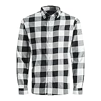 Jack & Jones Camicia a Quadri da Uomo Slim Fit, Whisper Bianco