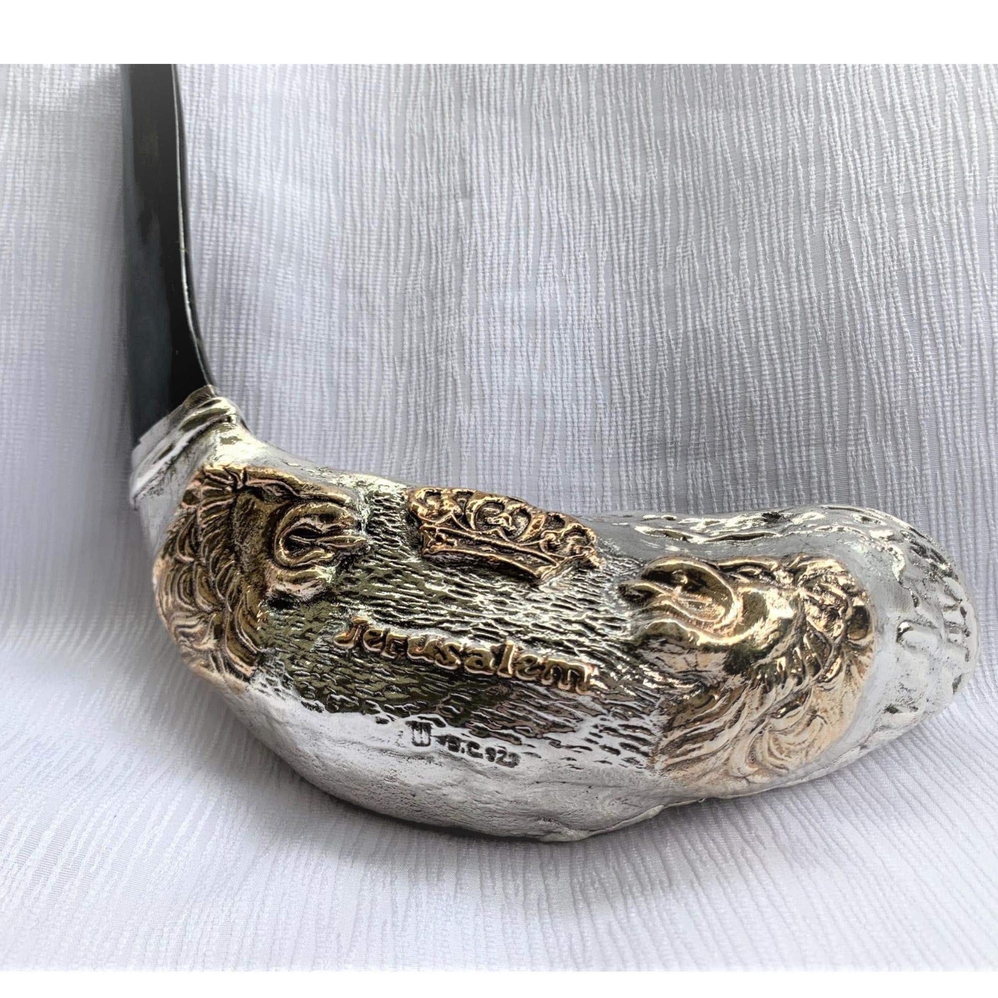 rzadki lew z Judy srebro ram's róg shofar 40 cm – 40 cm + stojak
