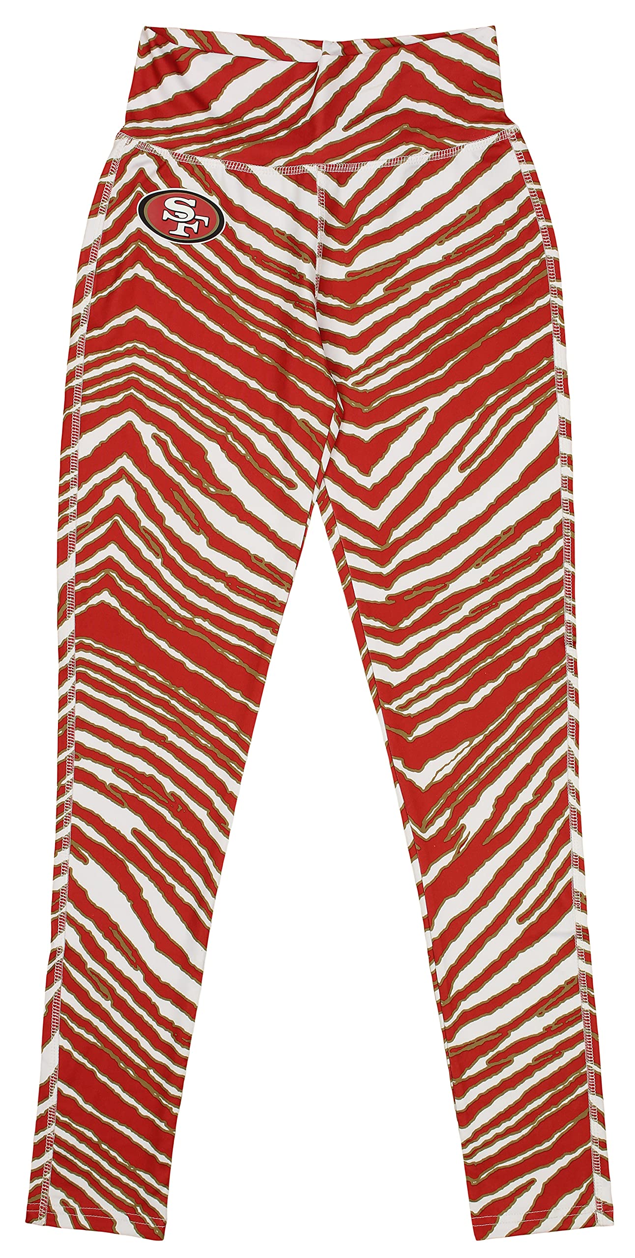 Zubaz NFL Women's San Francisco 49ers Red/Bronze Zebra Legging, X-Small