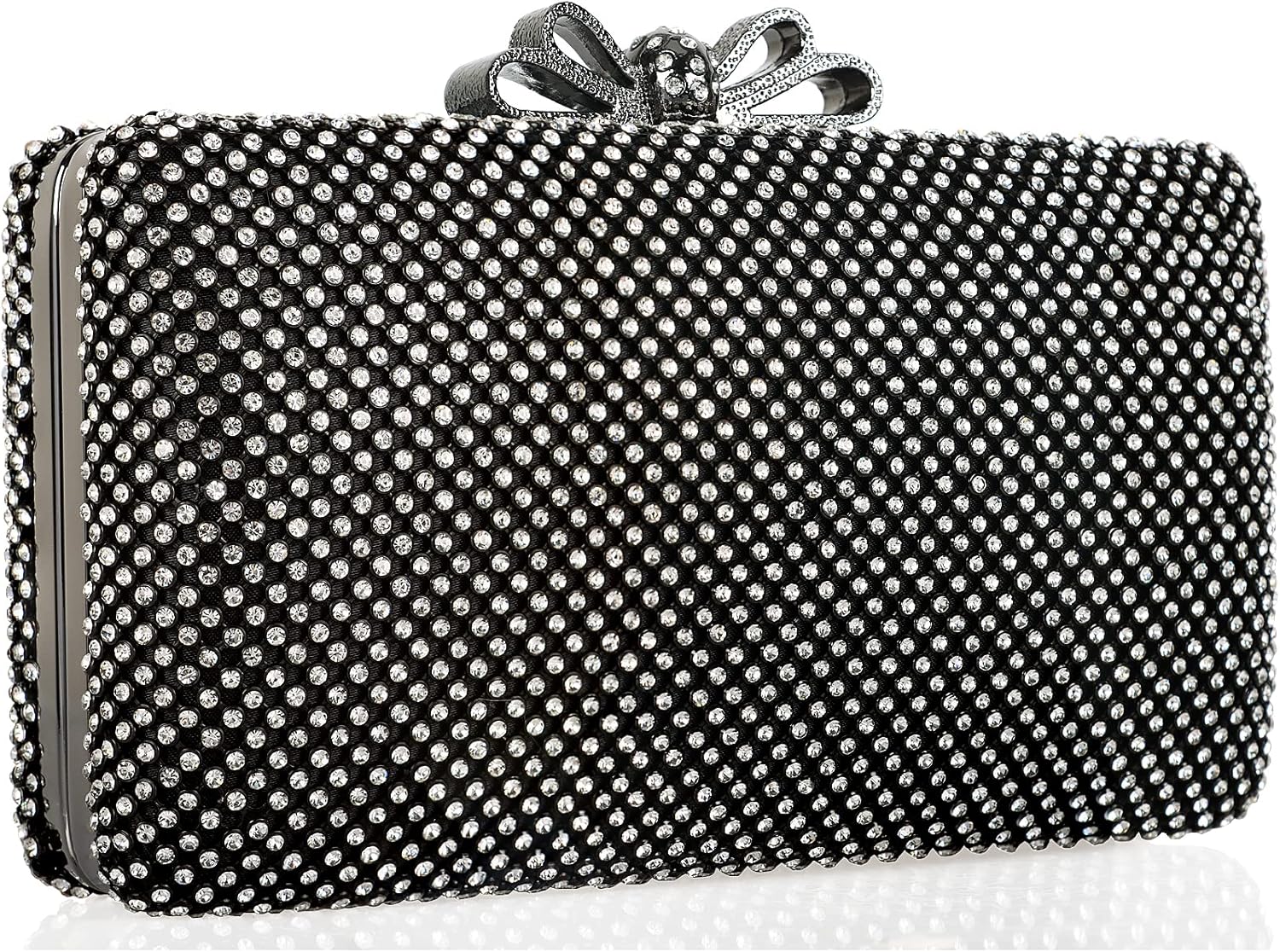 Dexmay Rhinestone Clutch Purse with Crystal Bow Clasp Evening Bag Wedding Party Dressy Handbag - Image 2