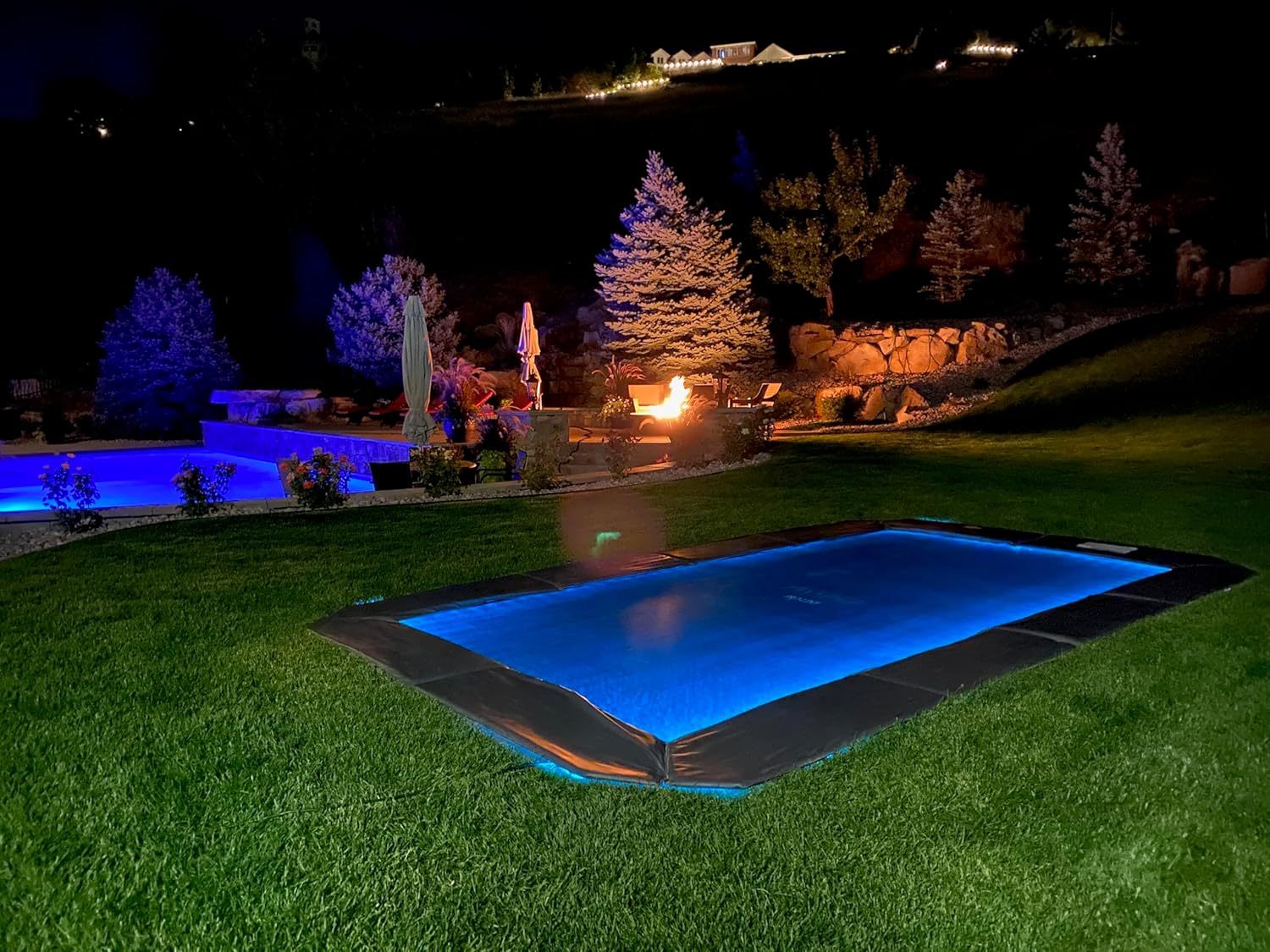 LED Trampoline Lights | Plug and Play for In-Ground Round and Rectangle Trampolines | 120 Volt LED Lights with Remote, Waterproof, 55ft Long