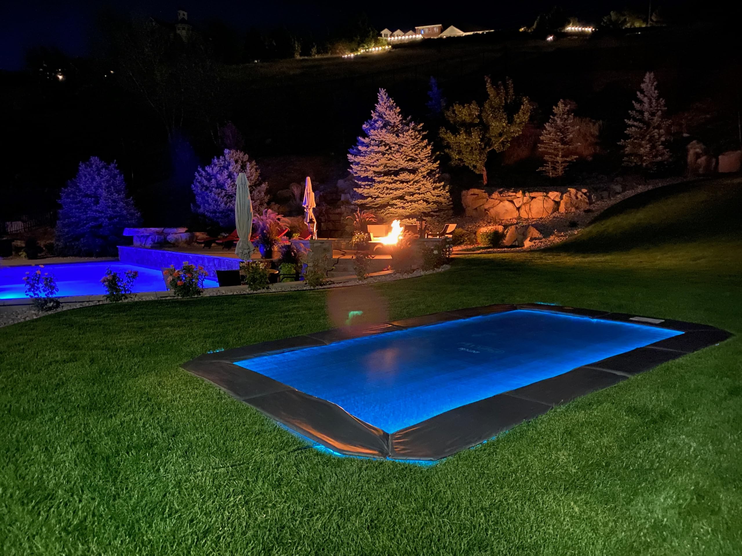 LED Trampoline Lights | Plug and Play for In-Ground Round and Rectangle Trampolines | 120 Volt LED Lights with Remote, Waterproof, 55ft Long
