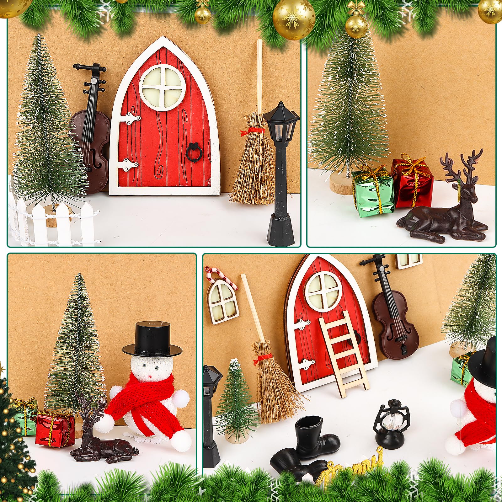 Accessoires Miniatures De Noël - Lot De 22 Pièces (bonshommes Pain D'épice, Sapin, Couronne...), Pour Maison De Poupée 1:12 - 12