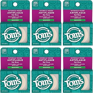 Tom's of Maine Naturally Waxed Antiplaque Flat Dental Floss, Spearmint, ...