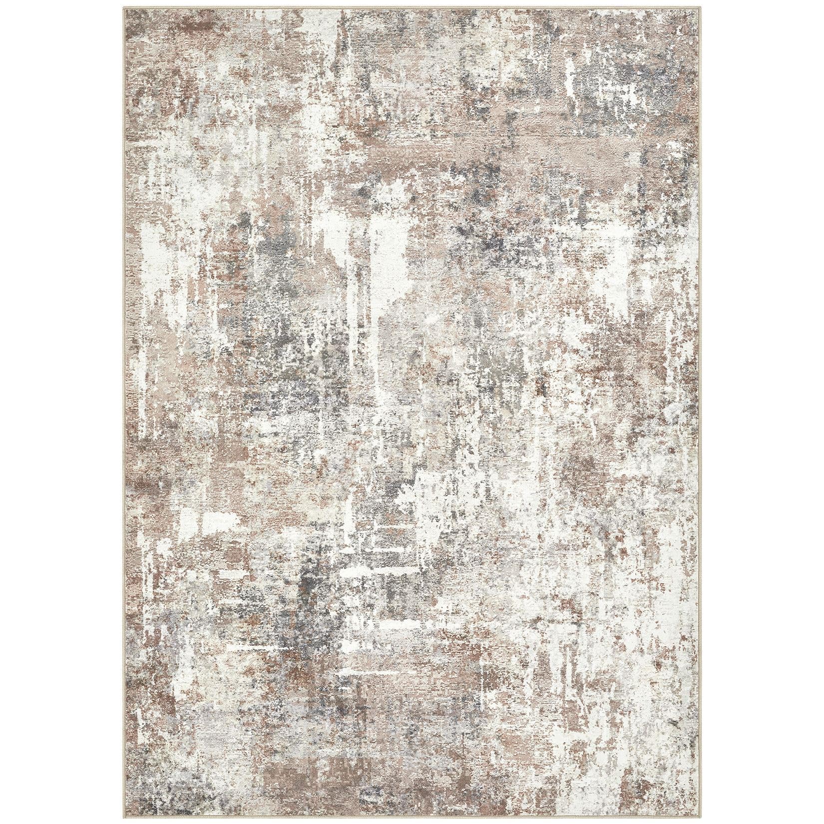 DMOYEST Teppich Wohnzimmer 160x230cm Abstrakt Grau Braun Modern Waschbar | Rutschfest und Weich, Kurzflor für Schlafzimmer Kinderzimmer Büro, Haustierfreundlich, Saugrobotergeeignet