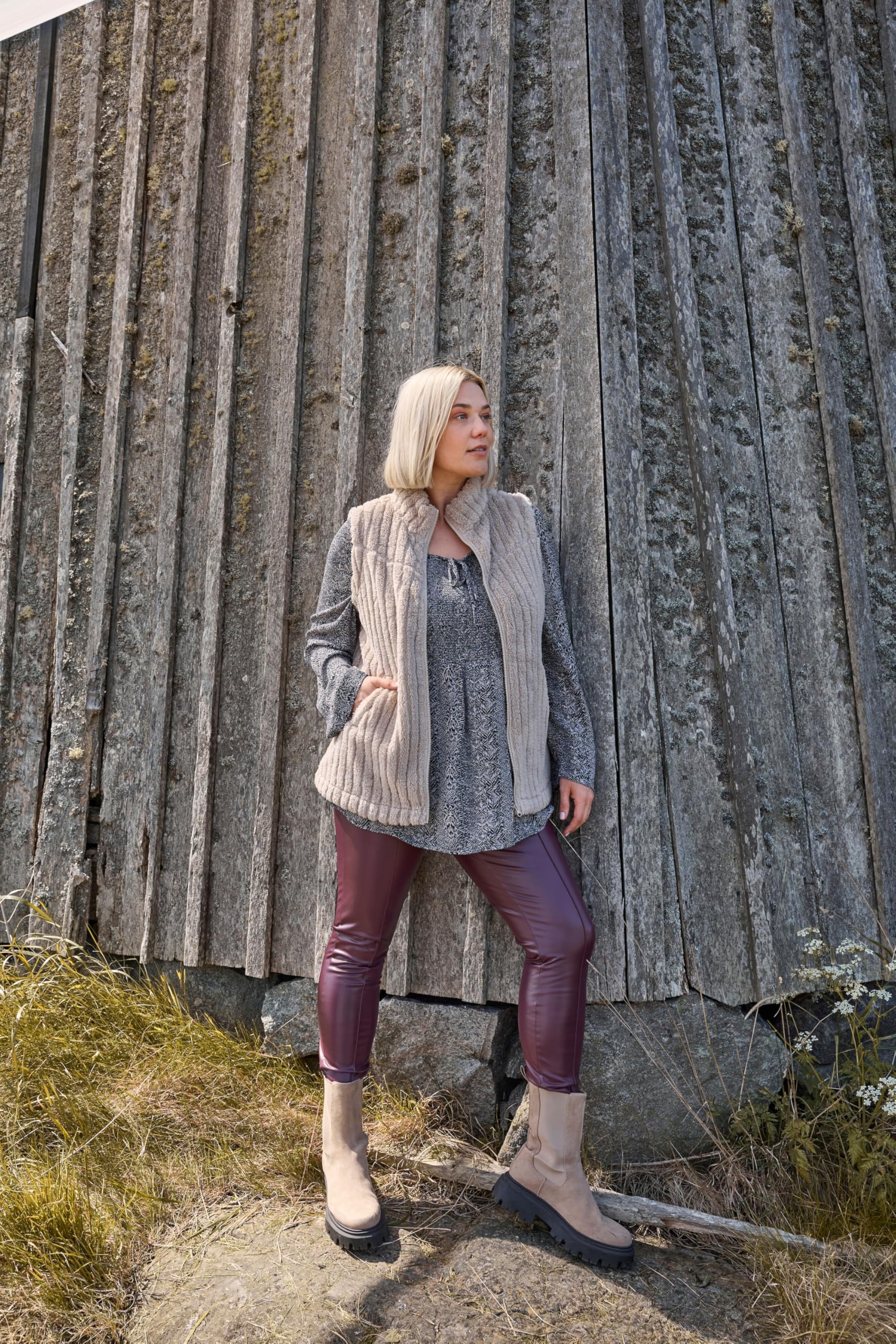 Ulla Popken Teddyweste Gilet Femme (Lot de 1)