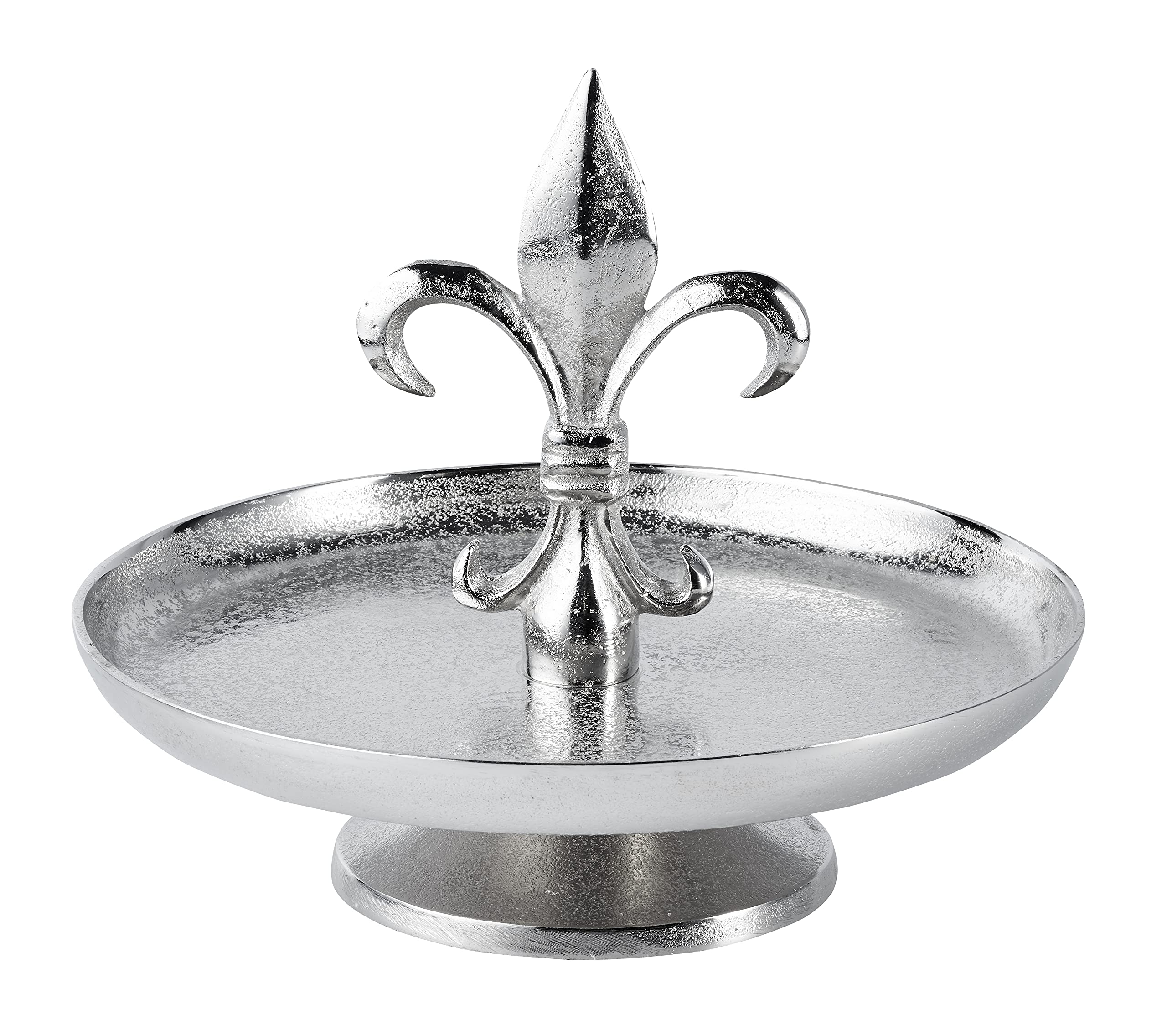 Etagere Lilie Dekoteller Dekoschale Schale - Tischdeko Servierplatte Groß aus Metall Aluminium - Silber Deko Luxus - Tischdeko Hochzeit - Dekoration für Wohnzimmer, Esszimmer oder Küche - 30 cm