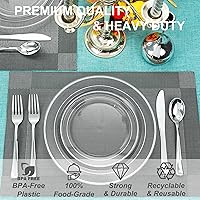 Vista 10 de I00000 60PCS Clear Gold Dessert Plates, Clear Plastic Plates with Gold Rim 7 Inch, Fancy Disposable Wedding Plate Heavy Duty for Thanksgiving