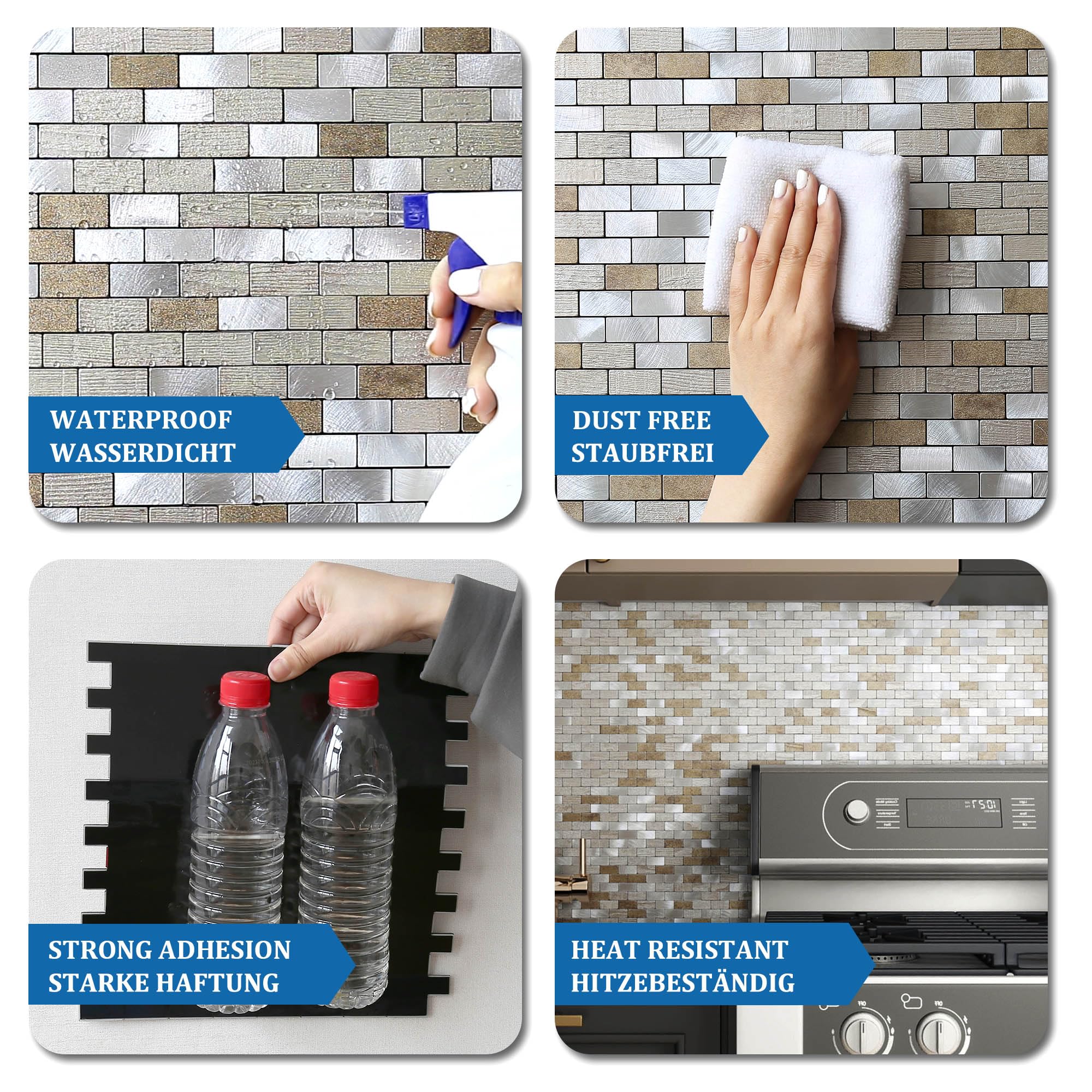 Klebefliesen Mosaik Fliesenaufkleber Beige Champagne 10 Stück