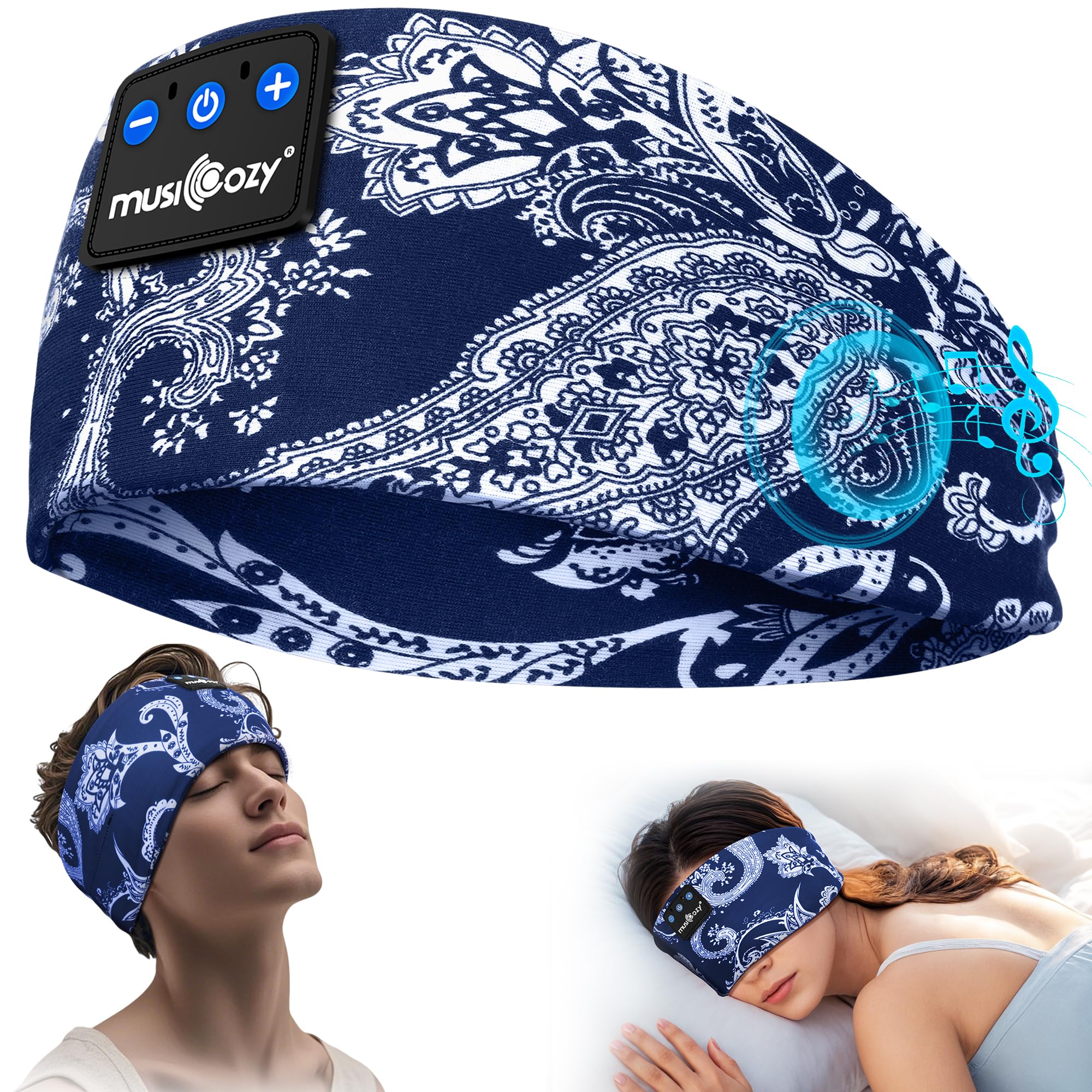 MUSICOZY Schlafkopfhörer Bluetooth 5.4, Bequem & Ultraleicht Stirnband kopfhörer zum Schlafen mit Hi-Fi Klang, 14h Laufzeit, Komfortable Schlaf Kopfhörer für Seitenschläfer, Reisen & Sport