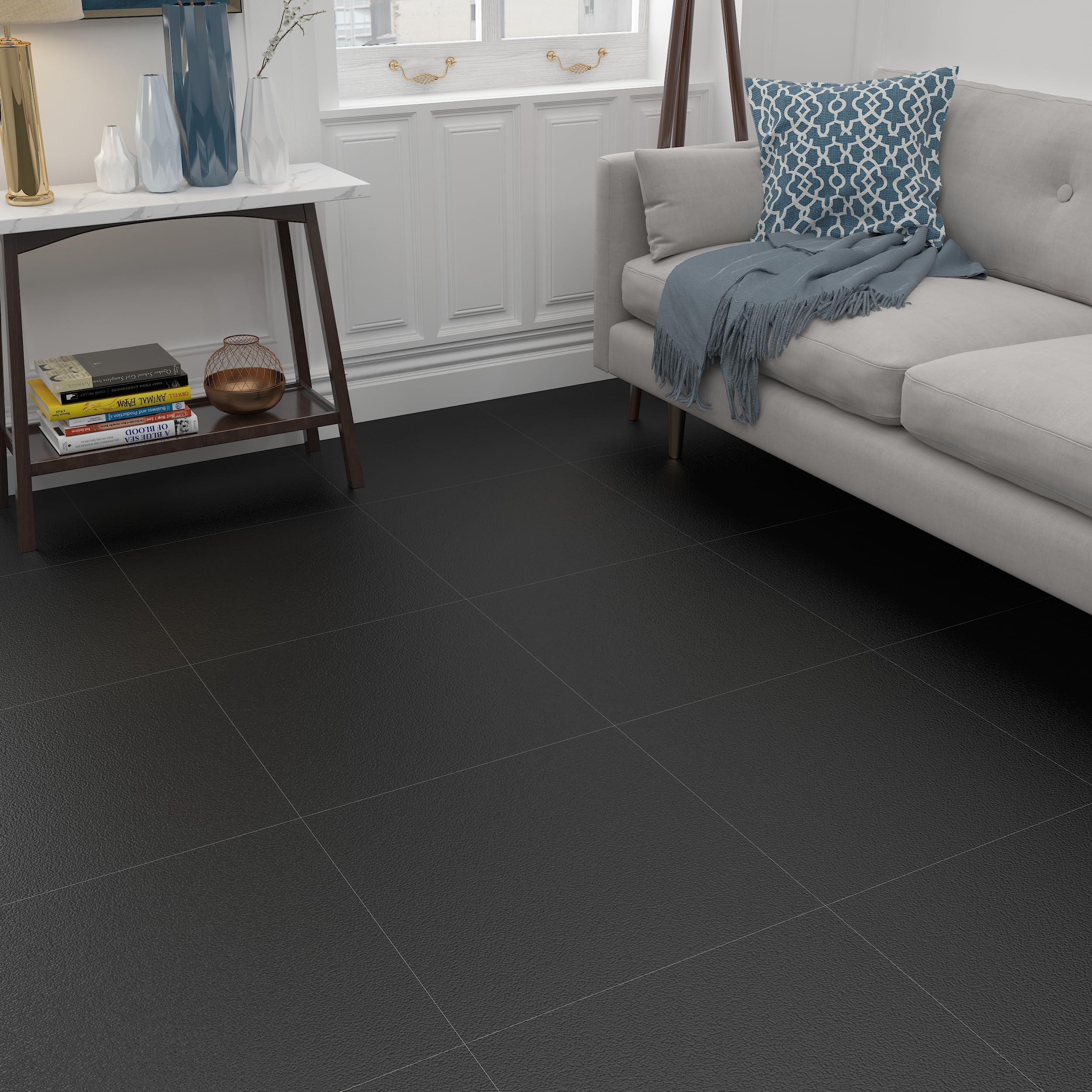 Decotalk DallePVC Adhesive Sol Noir Mat 30x30cm 30 Pièces Carrelage Autocollant Sols Cuisine Noir Revtement de Sol Adhesif Intérieur Carrelage Adhesif Mural SolsPVC Salle de Bain Buanderie