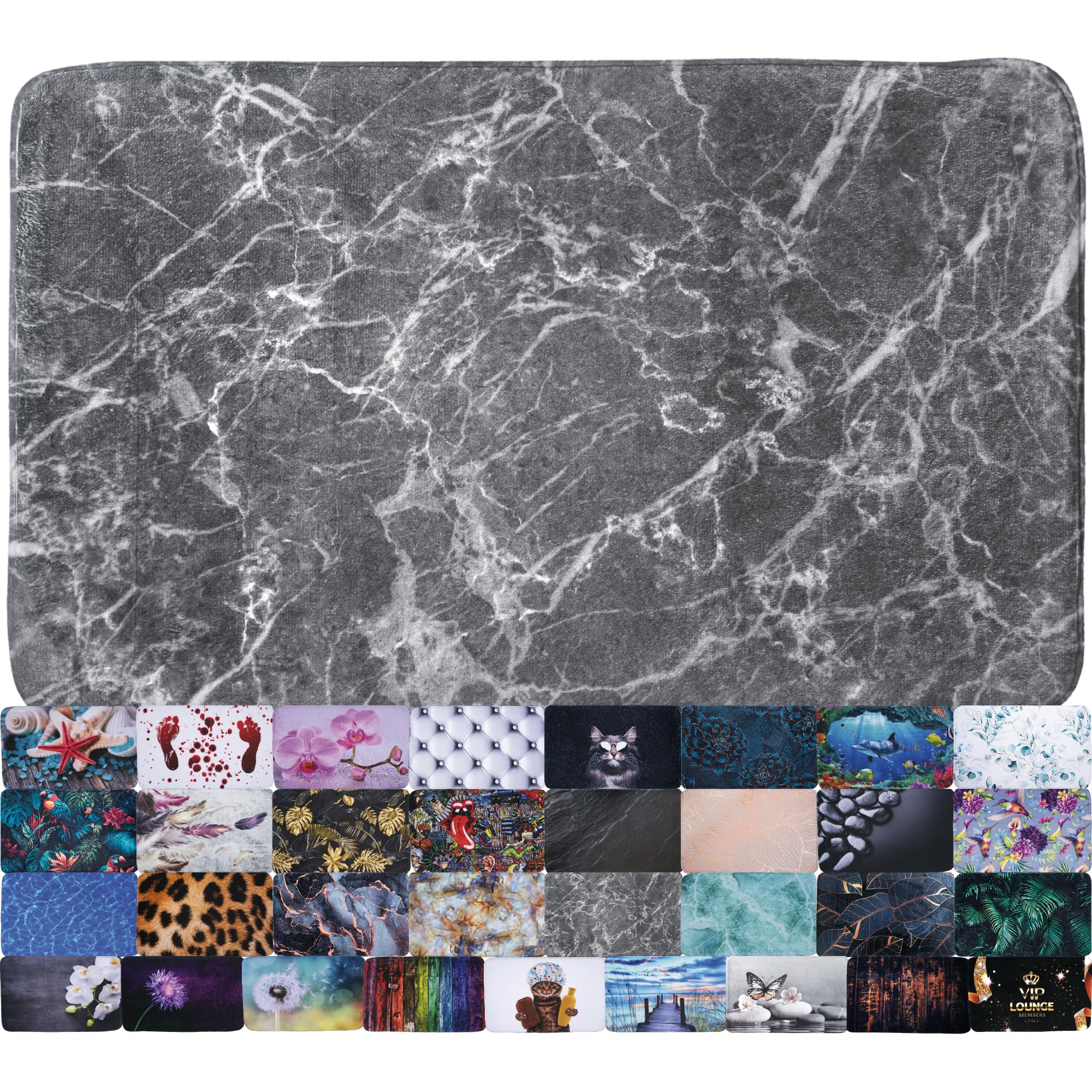 Sanilo Bath Mat, Wide Choice of Beautiful Non-Slip Bath Rugs, Super Soft, Quick-Drying, Washable (Marble Grey, 50 x 80 cm)