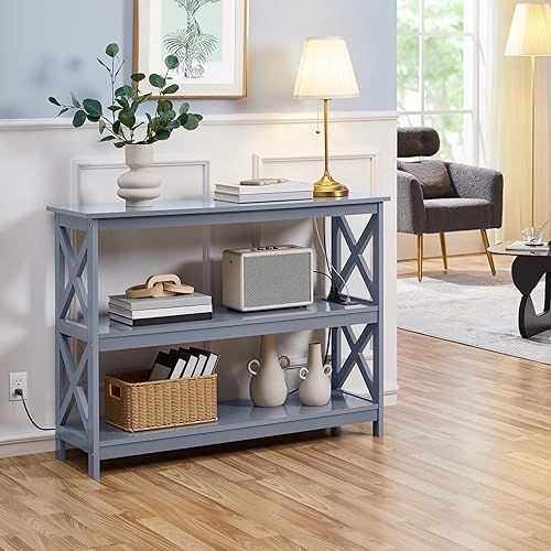 Miniatura 52 de Yaheetech Soportes de televisión y centros de entretenimiento con estante de almacenamiento de 3 niveles para sala de estar, color negro Negro