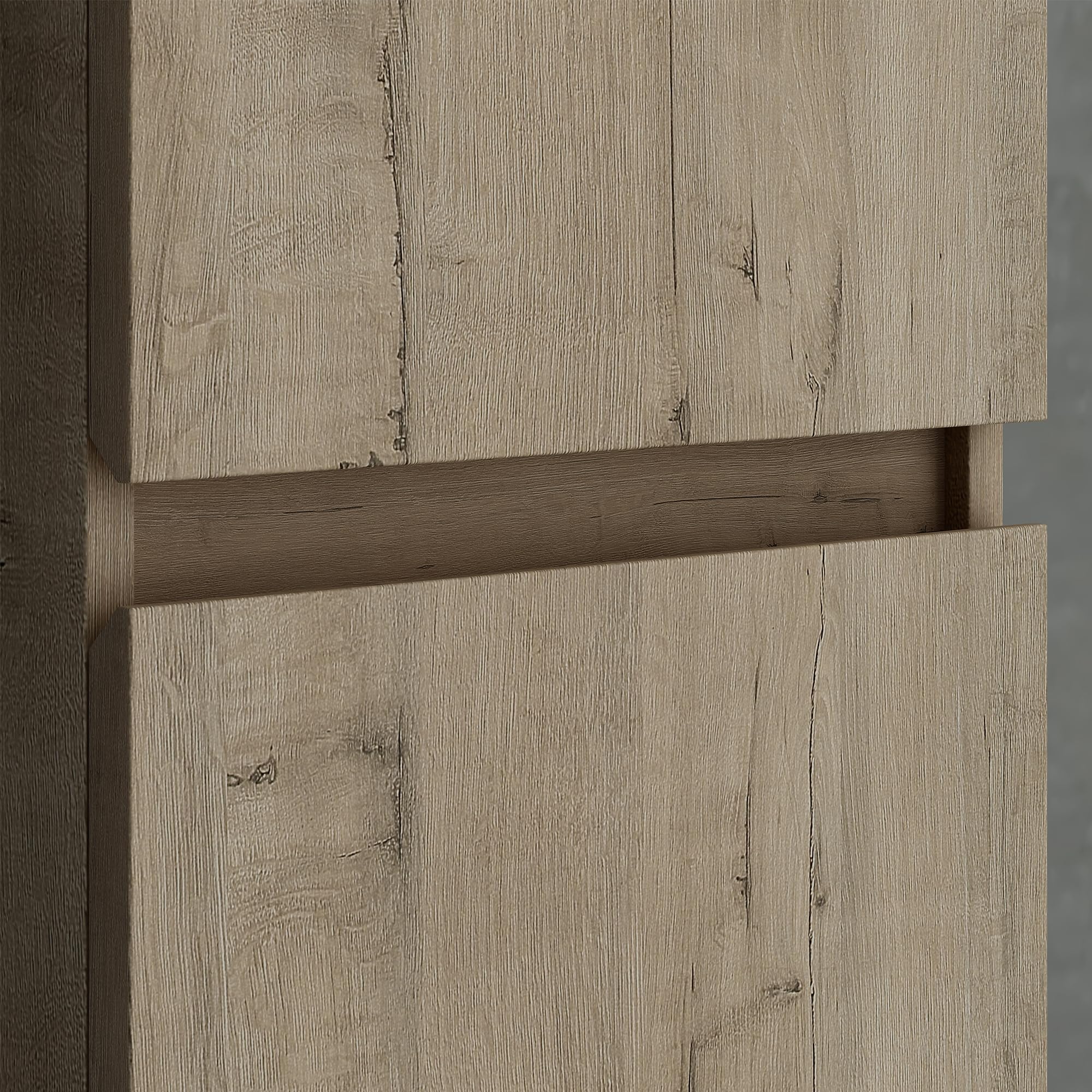 doporro Armadio Colonna Bagno 35x20x120cm, Mobile Bagno Alto Multiuso con 2 Ante e 4 Vani, Rovere chiaro, Verona