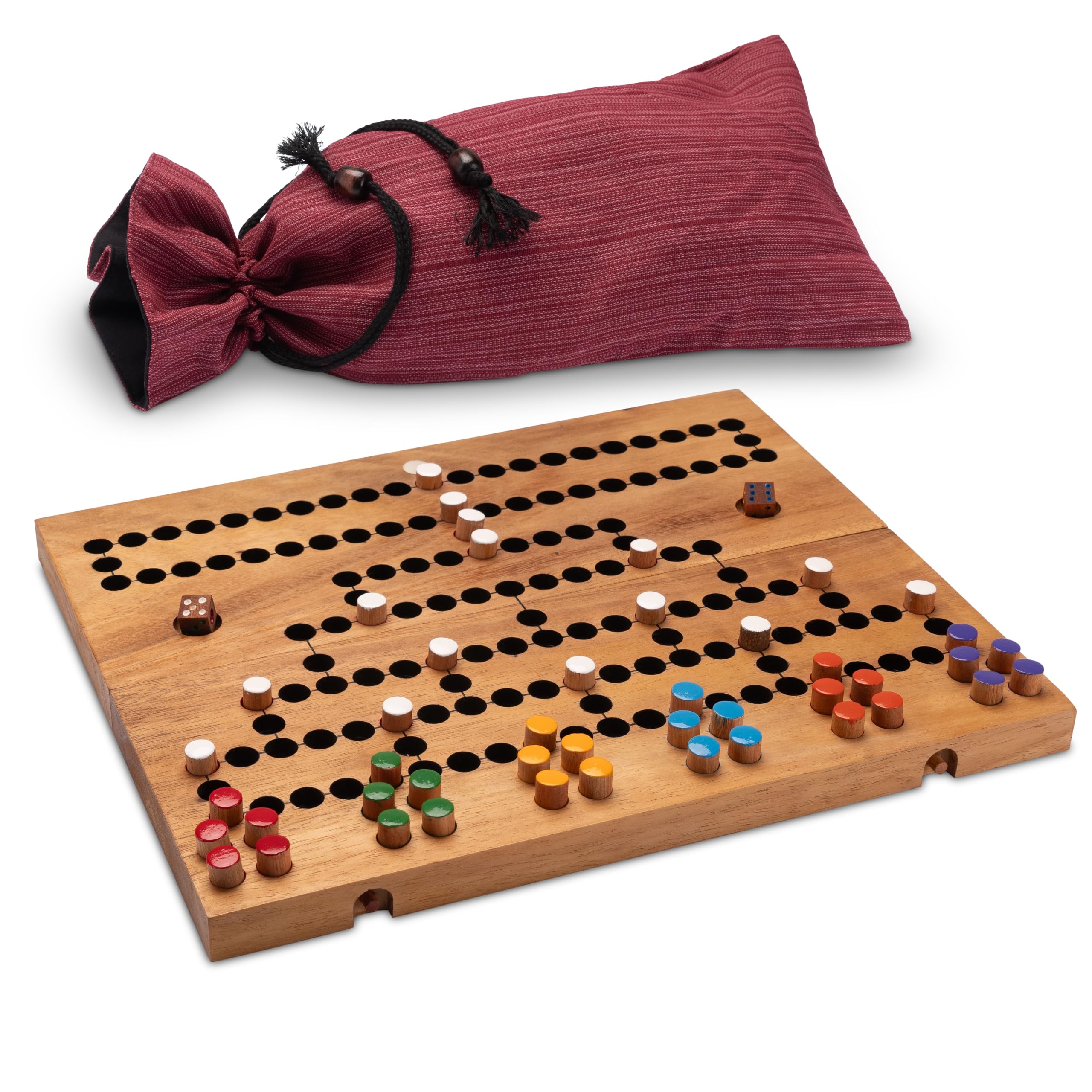 LOGOPLAY Blocus pour 2 à 6 joueurs avec sac en tissu - Plateau de jeu 26 x 33 cm pliable
