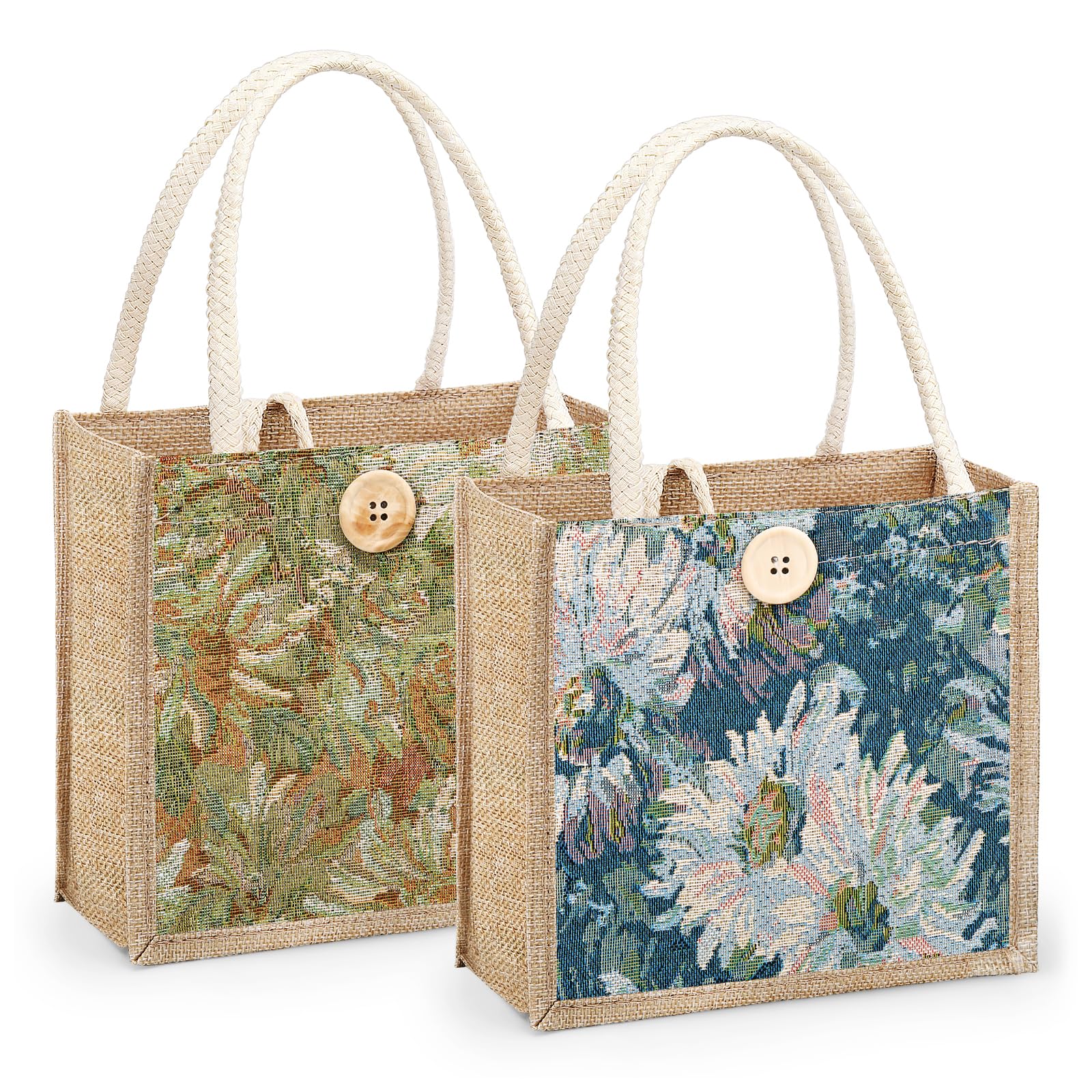 HSOOVZN Women Tote Bag,2Pcs Jute Casual Tote's Handbag Embroidered Personalized Bento Bag,Reusable Grocery Bags Shopping Bags