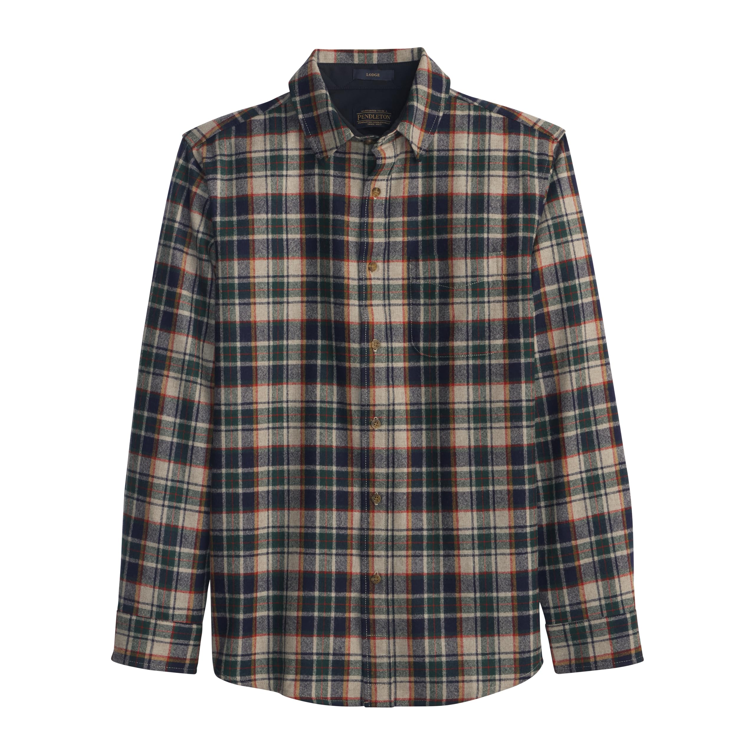 Pendleton Men's Lodge Shirt - Warm and Durable Wool Flannel Shirt, Classic Button-Up Plaid Shirt for Outdoor Adventures