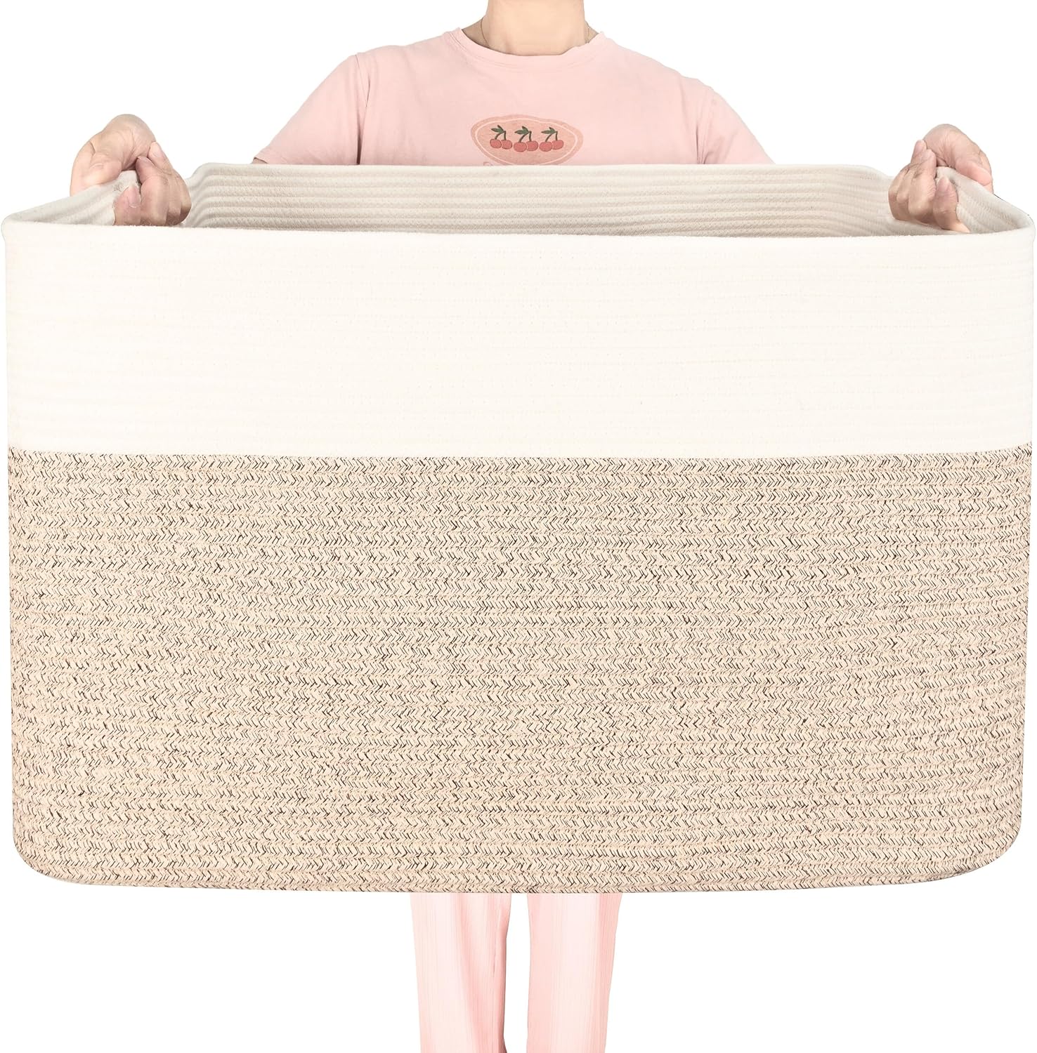 Large blanket basket holder for various storage needs in living room