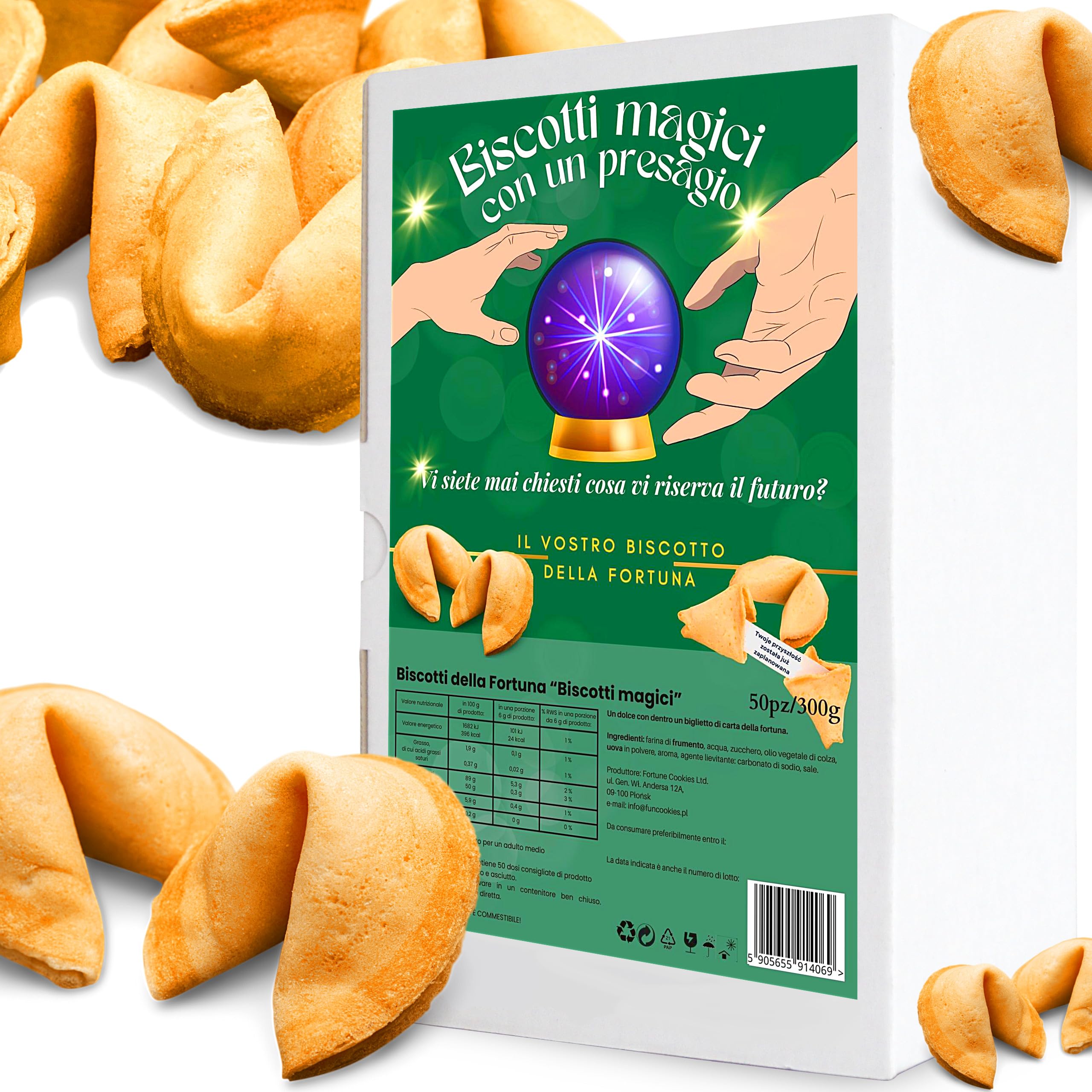 D&D Fun Cookies Biscotti della Fortuna | Biscotto magico per gli ospiti | Biscotti della fortuna cinesi | Biscotti confezionati singolarmente | Biscotti regalo | Fortune Cookies (M, 50, unità)