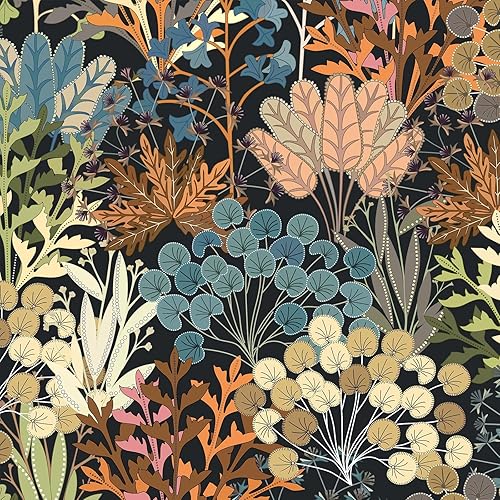 Miniatura 9 de Papel tapiz floral para despegar y pegar, papel de pared bohemio, extraíble, impermeable, verde/amarillo/rojo, papel de contacto para dormitorio,