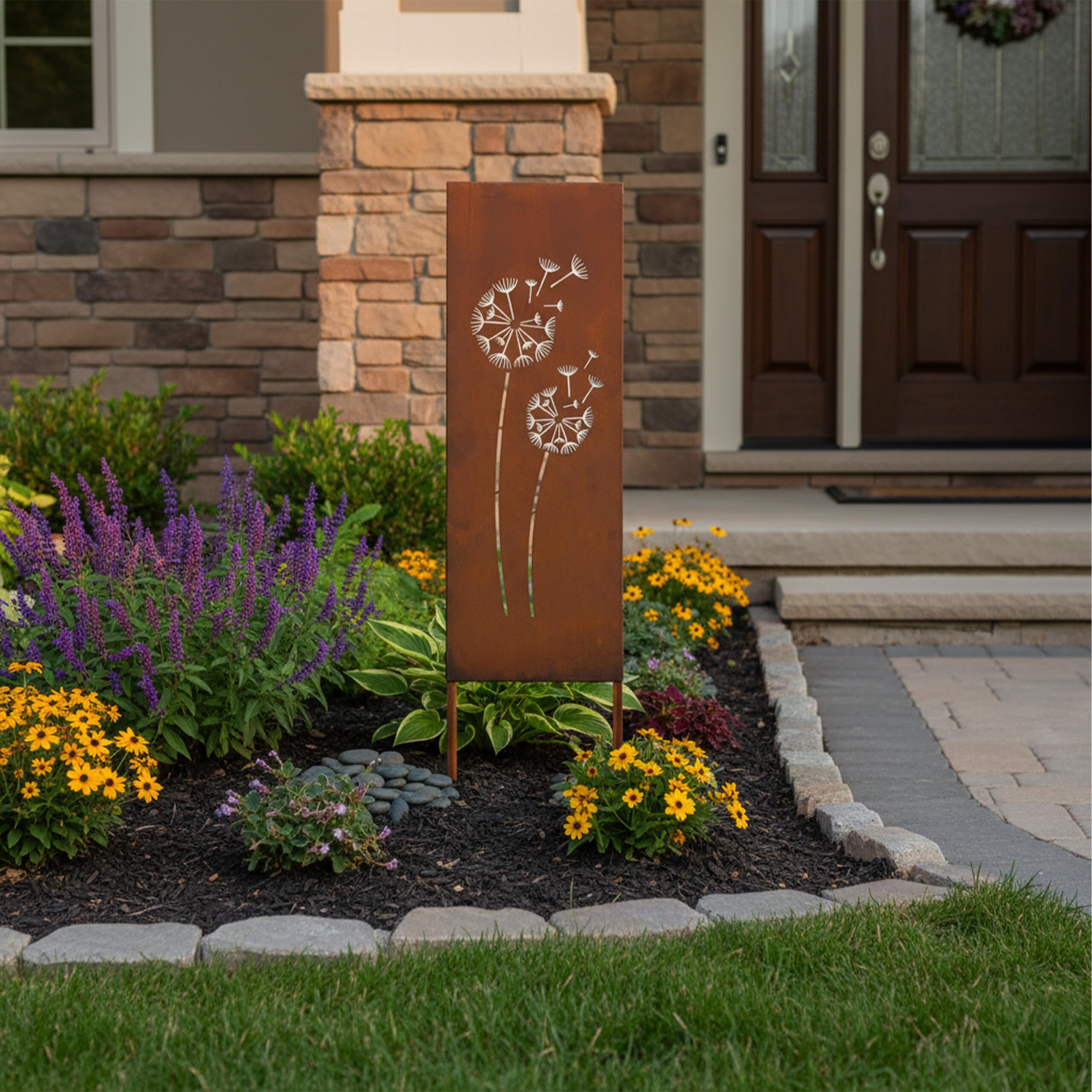 Relaxdays Decorazione da Giardino Effetto ruggine, soffione, 85 x 28 cm, con paletto in Ferro
