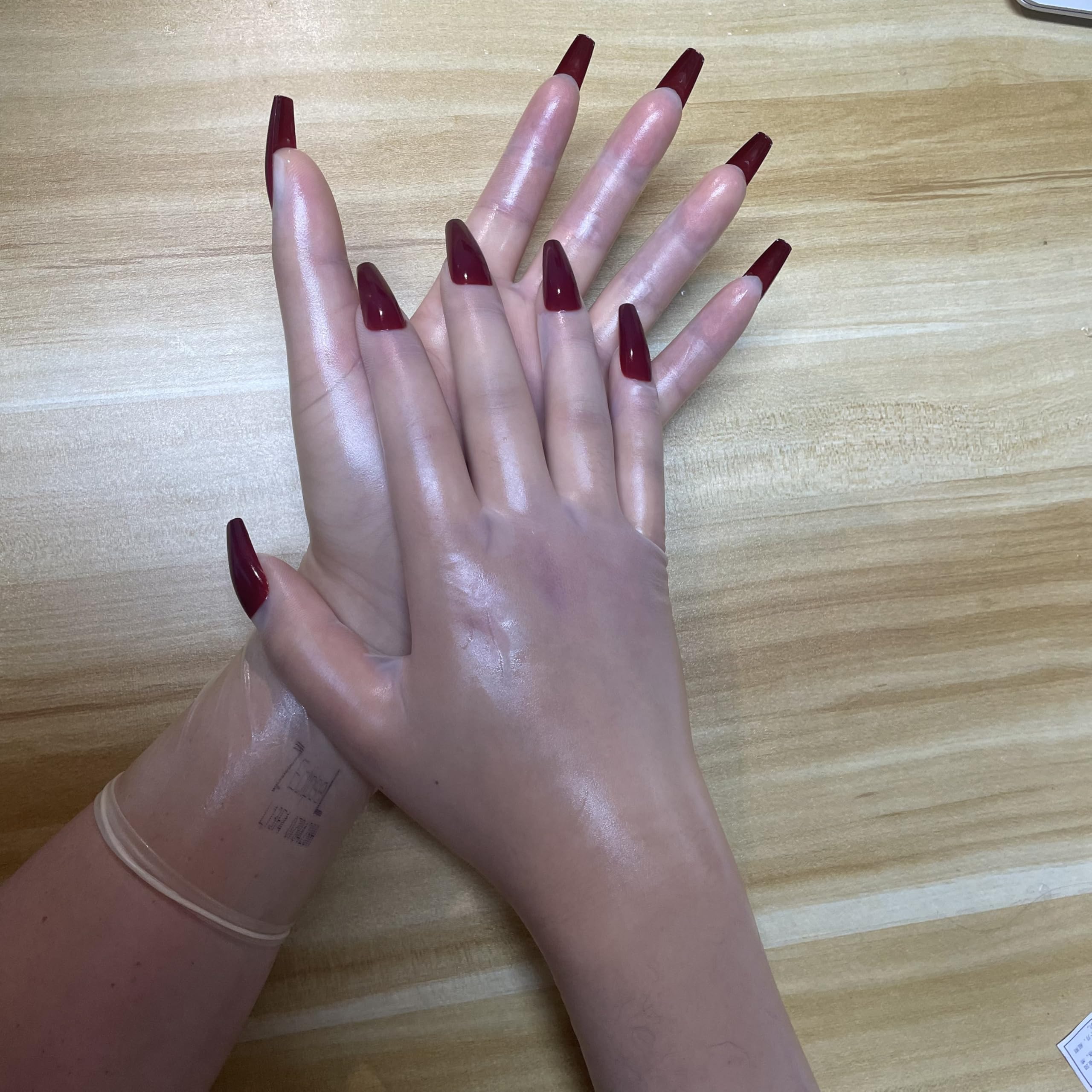 Generisch 0,1 mm Ultra Dünne Transparente Naturlatexhandschuhe mit Nägeln, Fünf Finger, Hohe Elastizität, Weich & Bequem, Unisex für Damen & Herren, Kostümzubehör für Cosplay