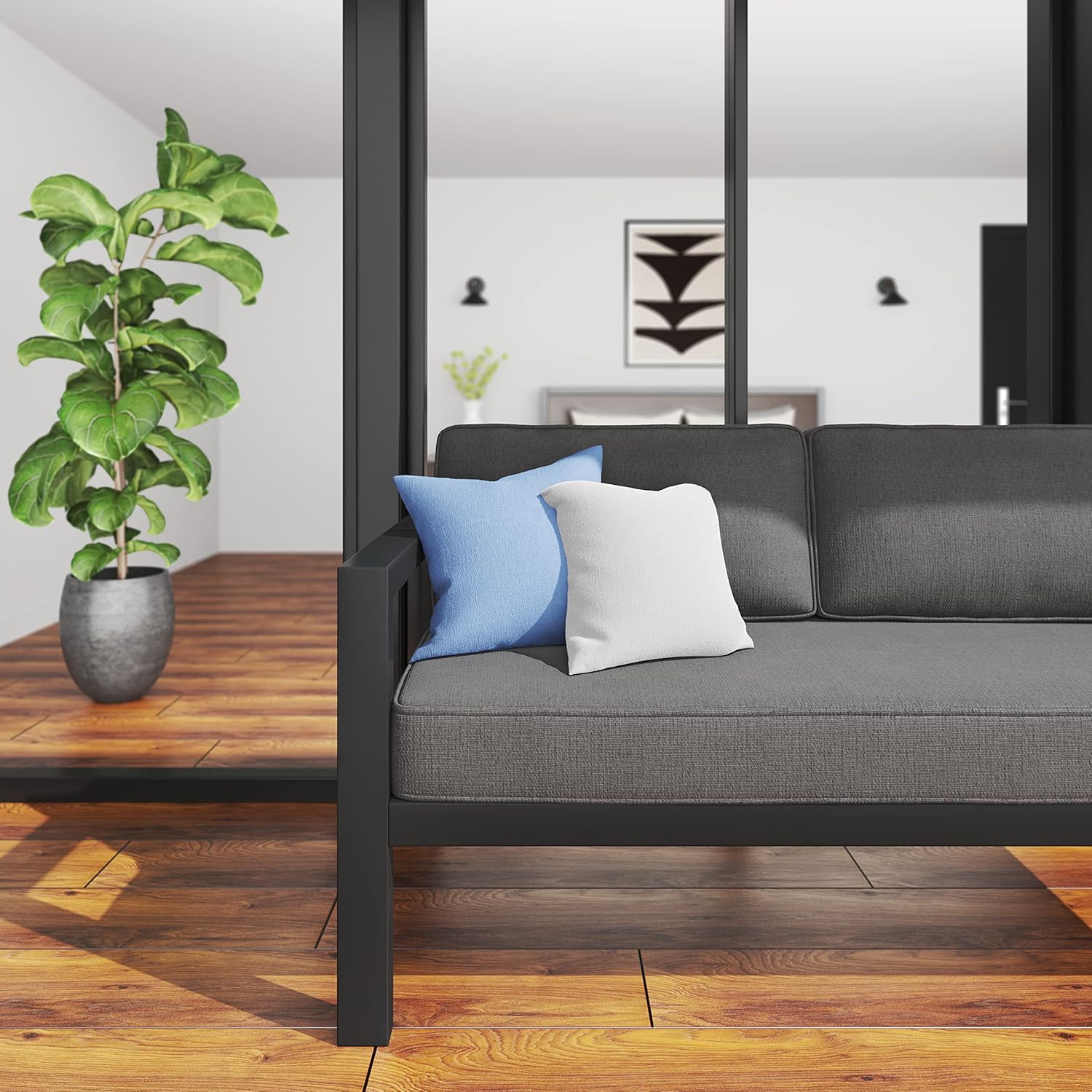 Homestyles Grayton Outdoor Aluminum Sofa, Gray