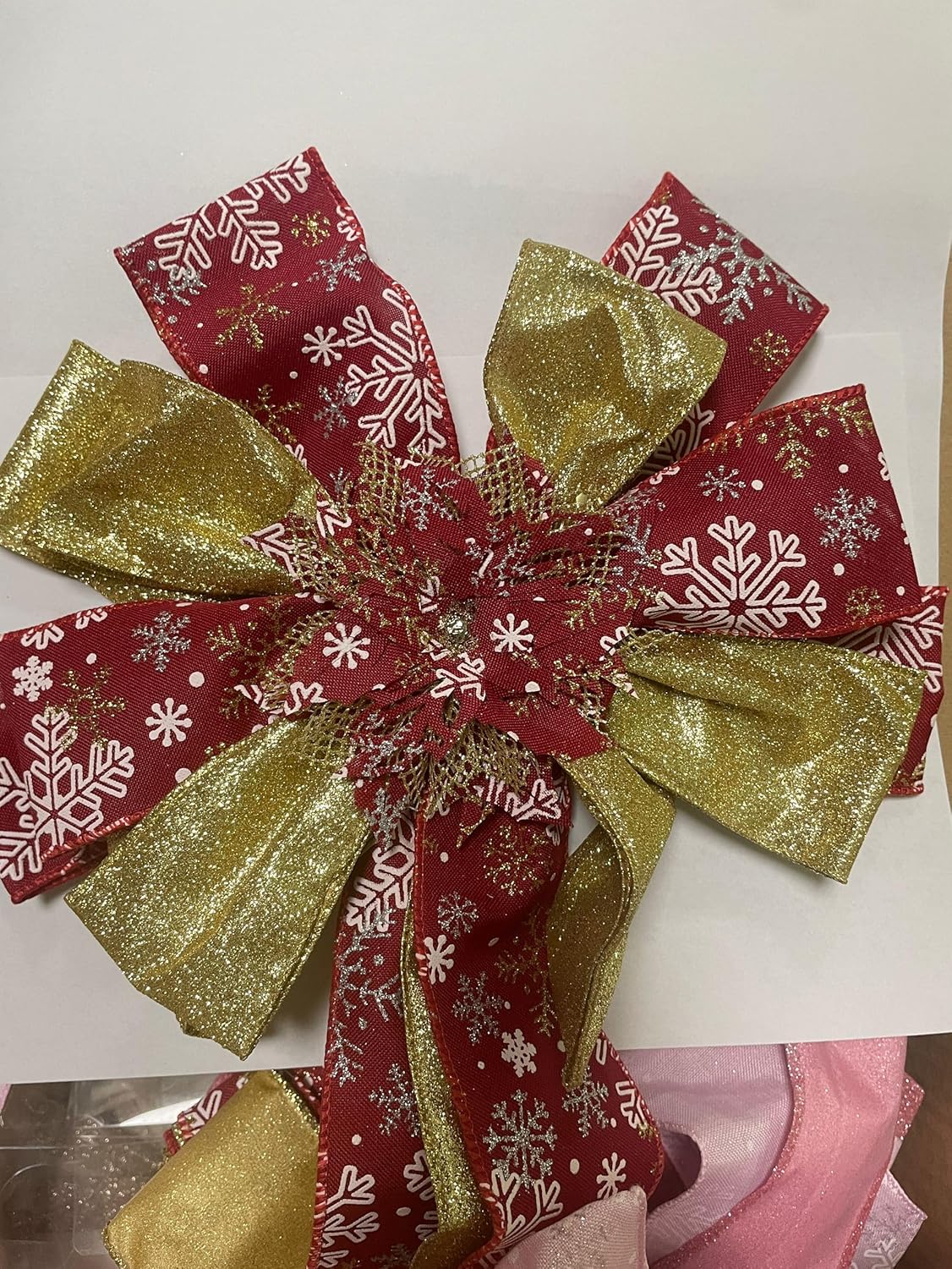 Christmas Tree Topper Bow (Red Golden) Home & Kitchen