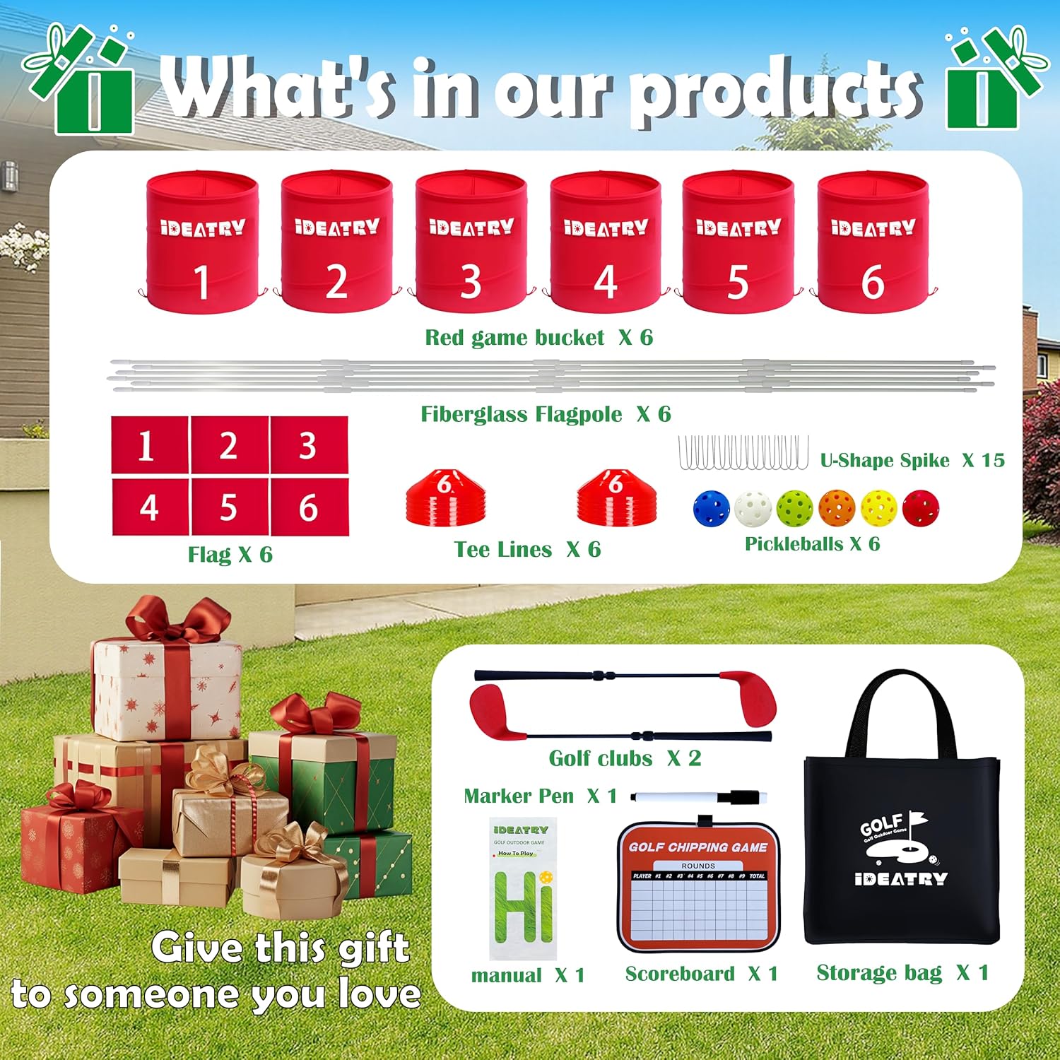 Ultimate 6 Holes Backyard Outdoor Golf Games with 2 Adjustable Clubs, Lawn Golf Game for Adults to Practice, Idea for Camping/Party/Beach