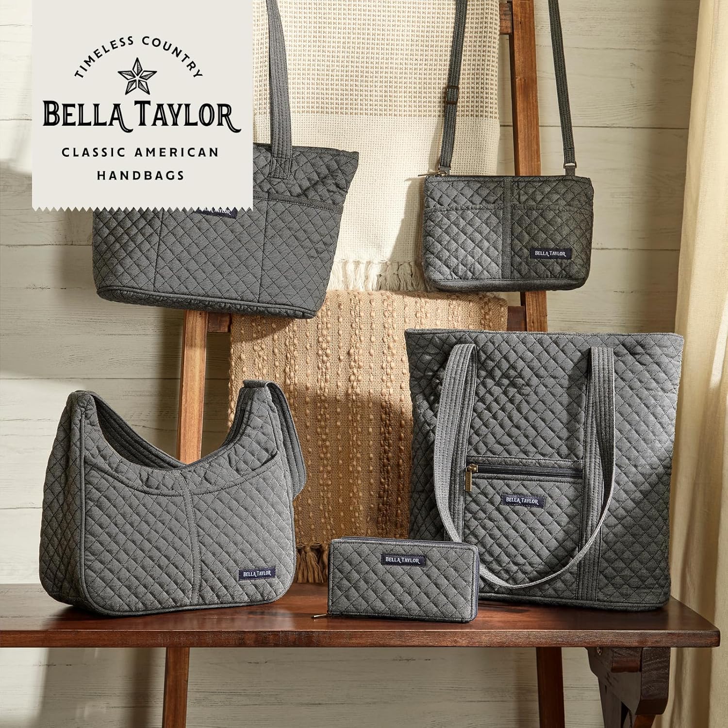 Bella Taylor Small Tote, Quilted Purse for Women, Lightweight Fabric Handbag, 10 Pockets, Zip Top - Image 3