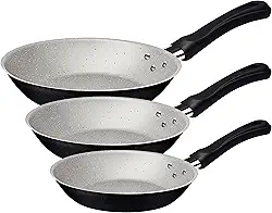 Jogo de Frigideiras Tramontina Caribe em Alumínio com Revestimento Interno e Externo Antiaderente Starflon Max Preto 03 Peças