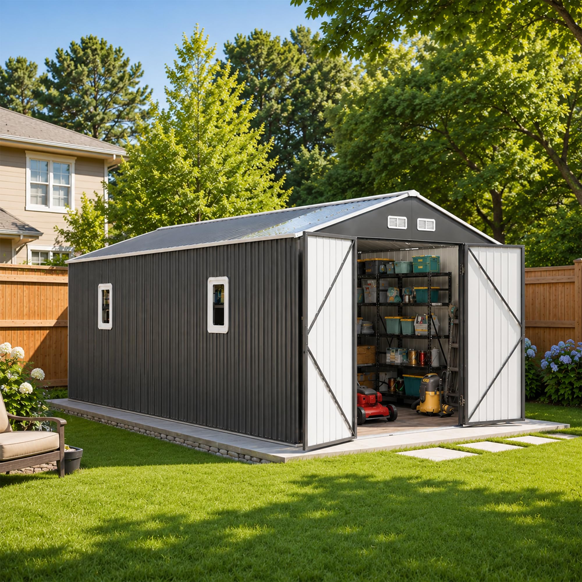 Amazon.com : K Knowbody 10x12 FT Metal Shed, Reinforced 20-Gauge