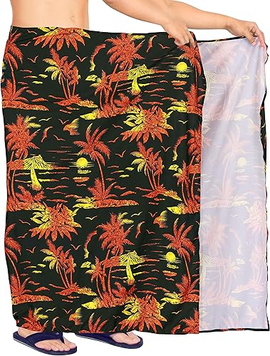 Miniatura 2 de LA LEELA Salida de baño para hombre, ropa de playa de Samoa para verano, envoltura larga hawaiana, lava de lava para hombres, pareos, talla única,