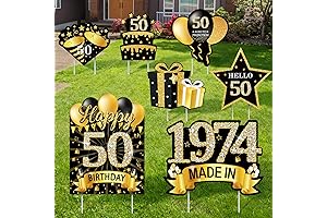 7Pcs Black and Gold 50th Birthday Party Decorations