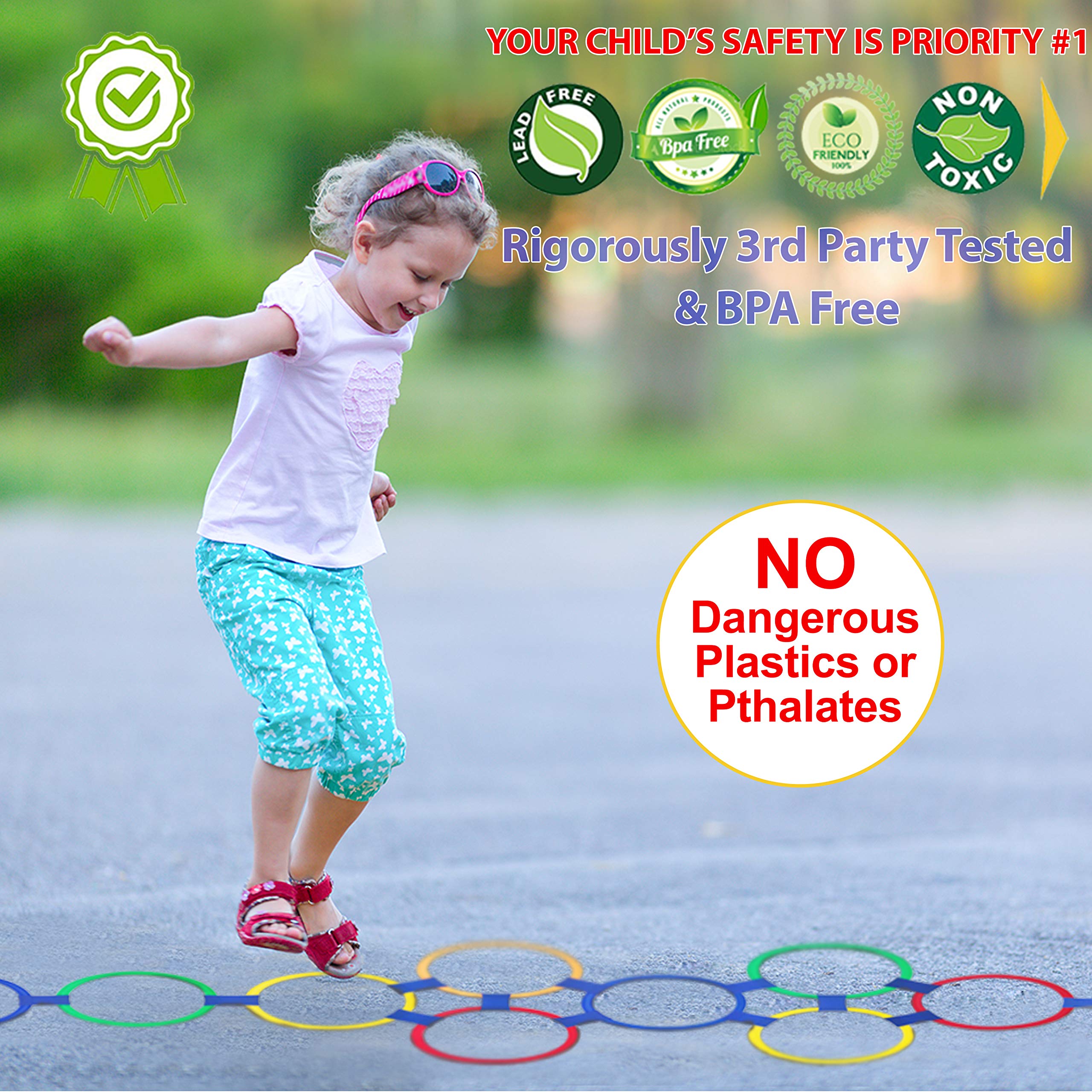 Hula Hoop For Kids Hey! Play! Hopscotch Ring Game - 10 Colorful Rings ...