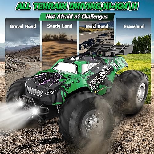 Miniatura 3 de Auto a control remoto, camión de control remoto todo terreno para niños de 8 a 12 años, faros, motores duales, 120, 6.2 mih, 2.4 GHZ, apto para