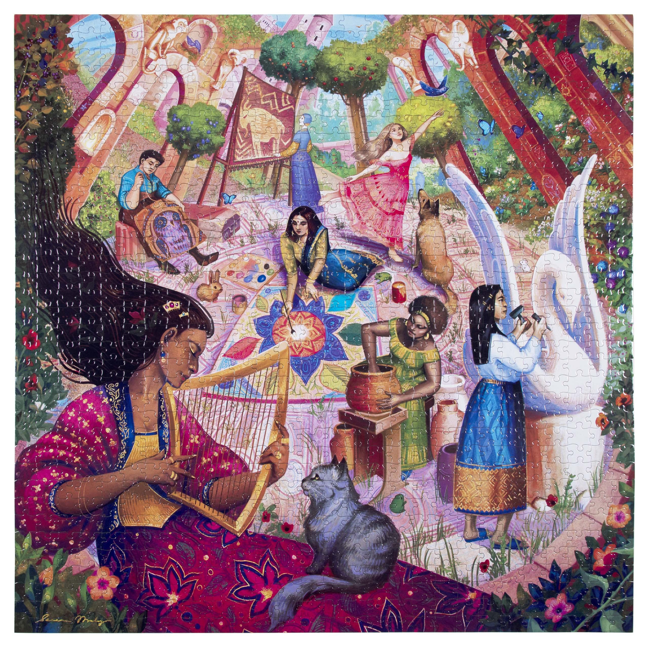 eeBoo: Piece and Love Pantheon of Women Artists Puzzle de 1000 pièces pour adultes et familles, comprend des pièces brillantes et robustes et un minimum de poussière de puzzle