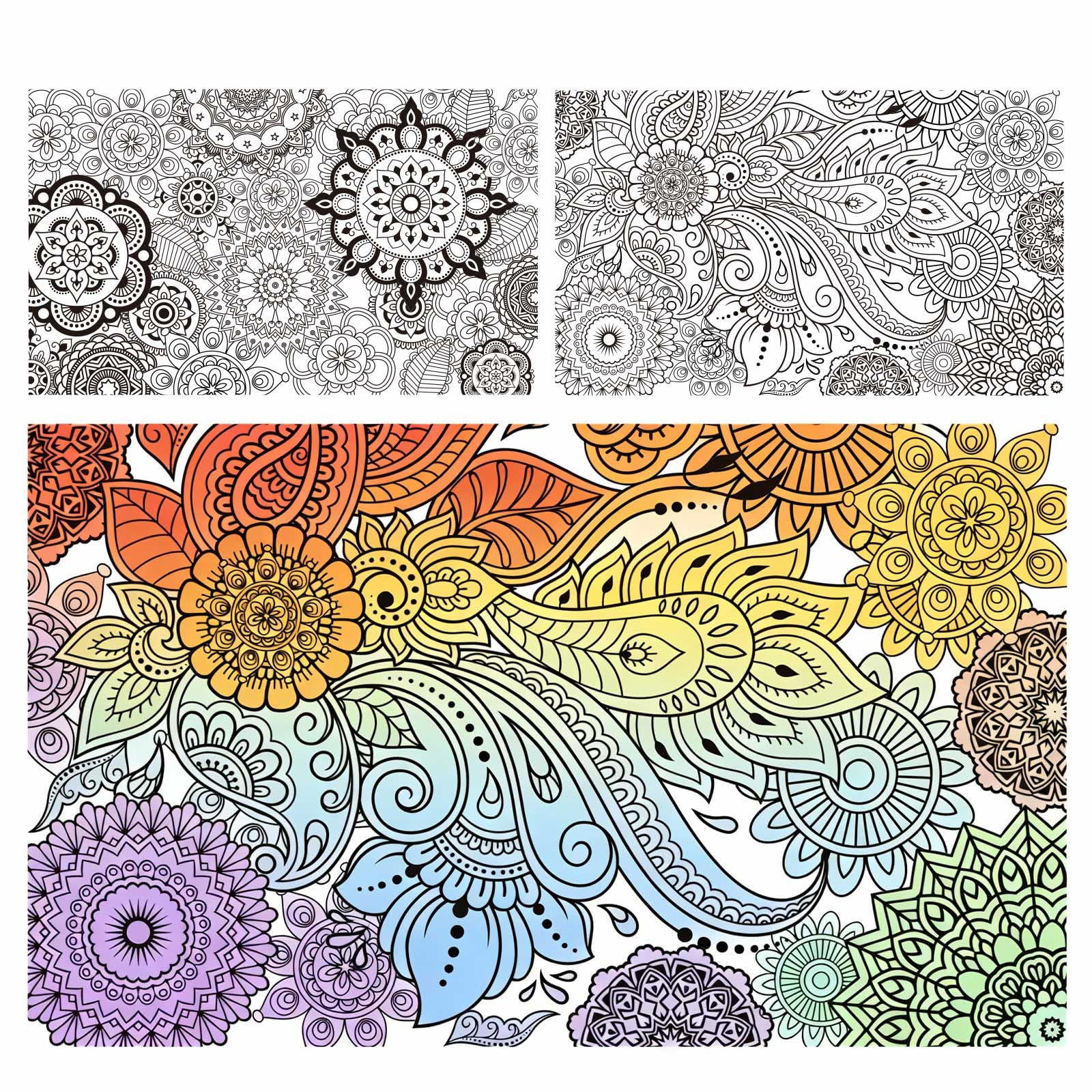 Penitue 2pcs Jumbo Mandala Coloring Posters, 100x60cm/39.37x23.62in Large Motivational Coloring Posters Giant Poster for Kids Adults Teens Art Craft Wall Party Supplies (Style 1) - 1