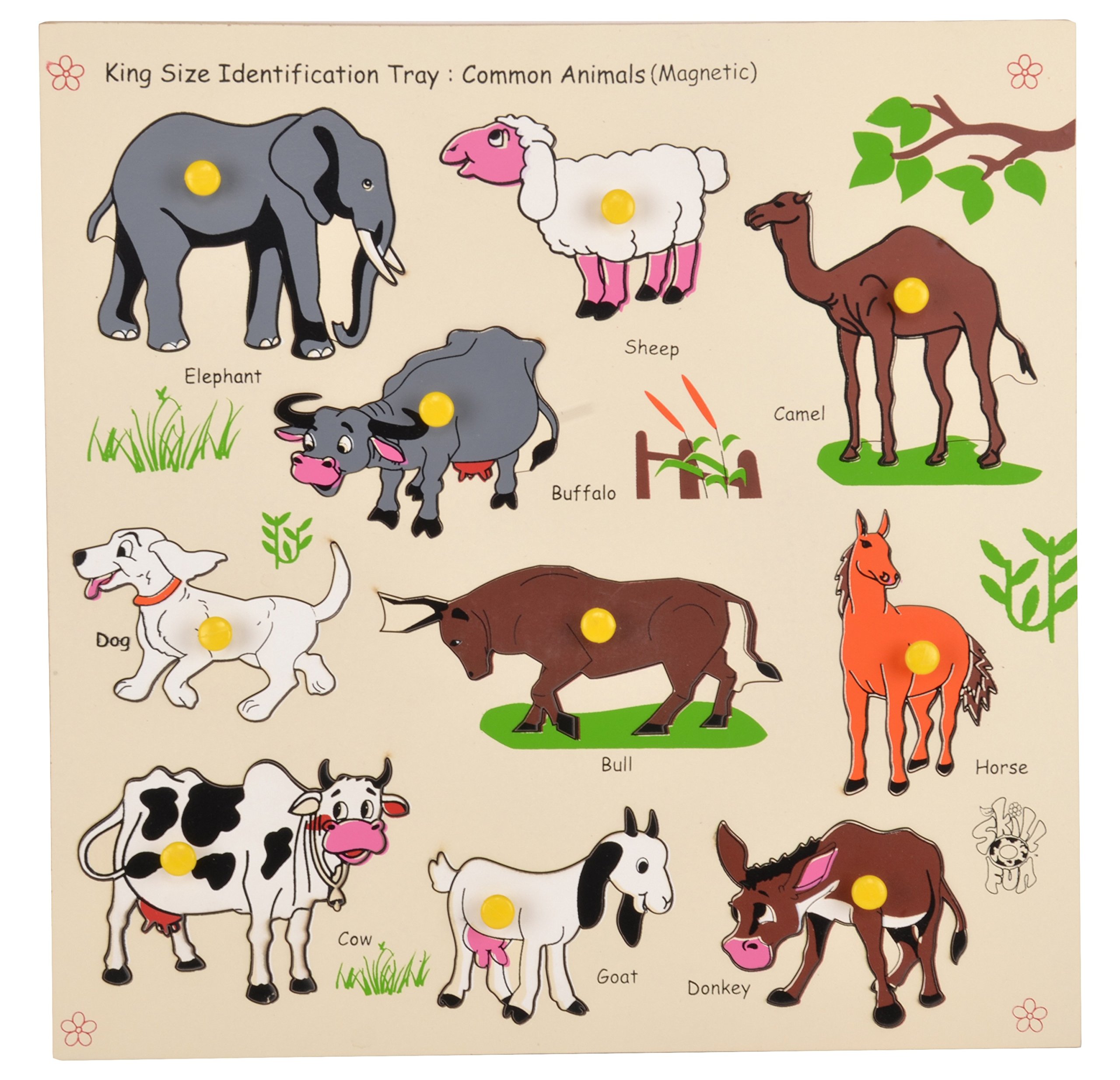 Skillofun Magnetic Kingsize ID - Common Animals, Multi Color